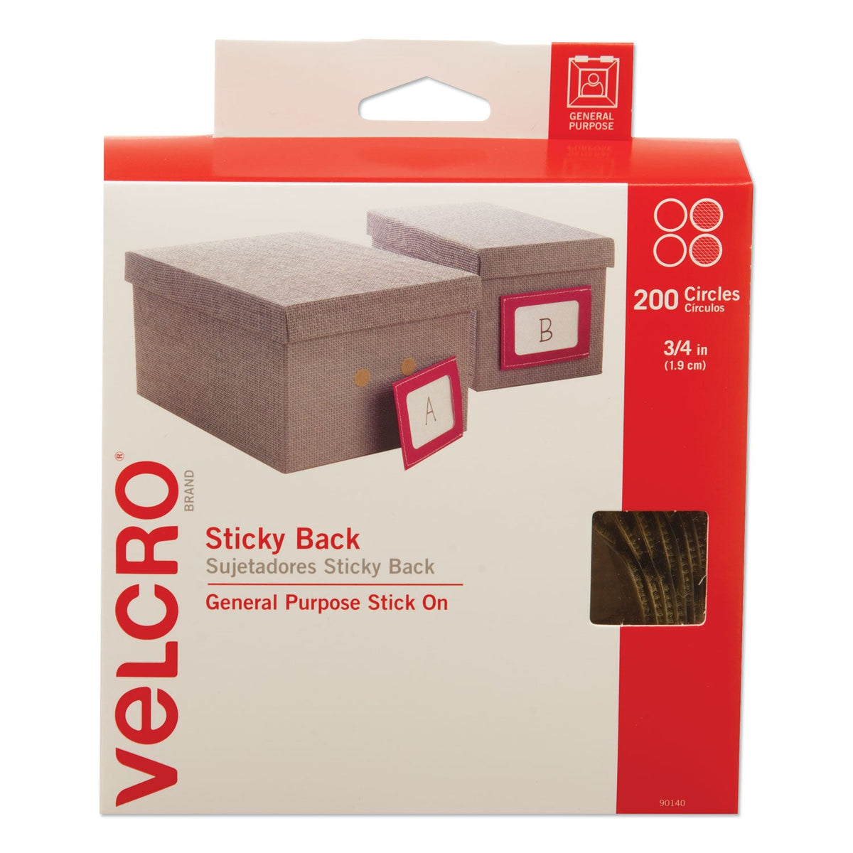 Sticky-Back Fasteners With Dispenser | 200/roll