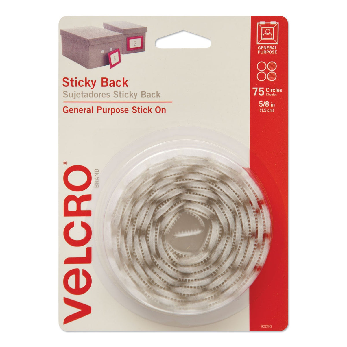 Sticky-Back Fasteners | 0.63" White | 75/pack