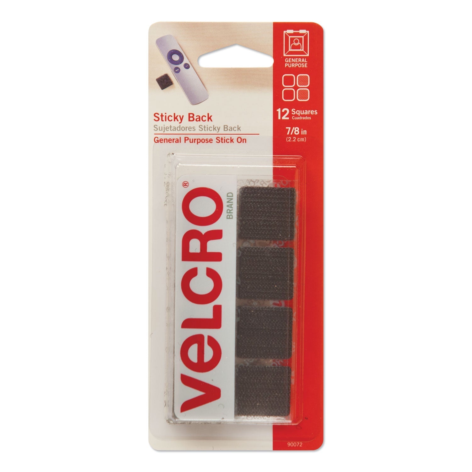 Sticky-Back Fasteners | 0.88" Black | 12/pack