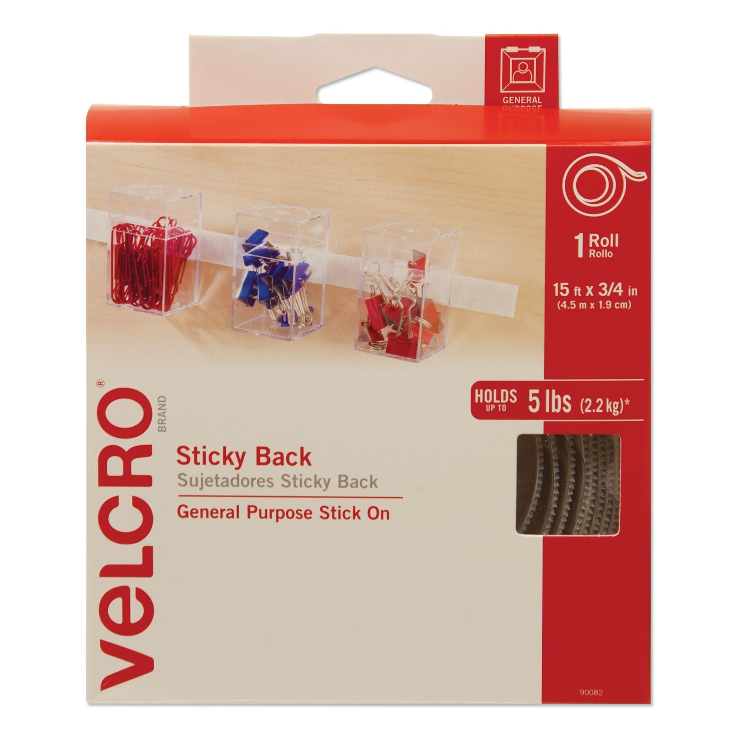 Sticky-Back Fasteners With Dispenser | White