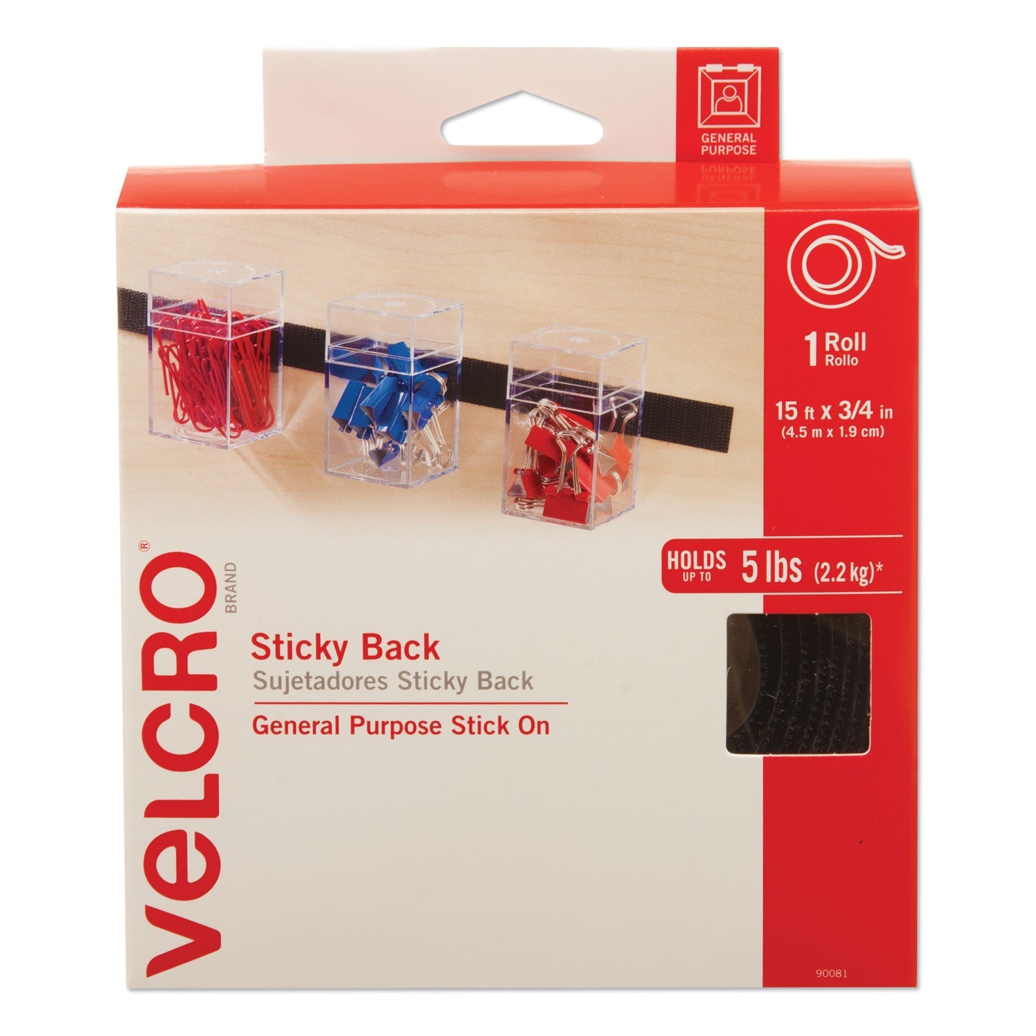 Sticky-Back Fasteners with Dispenser | Black