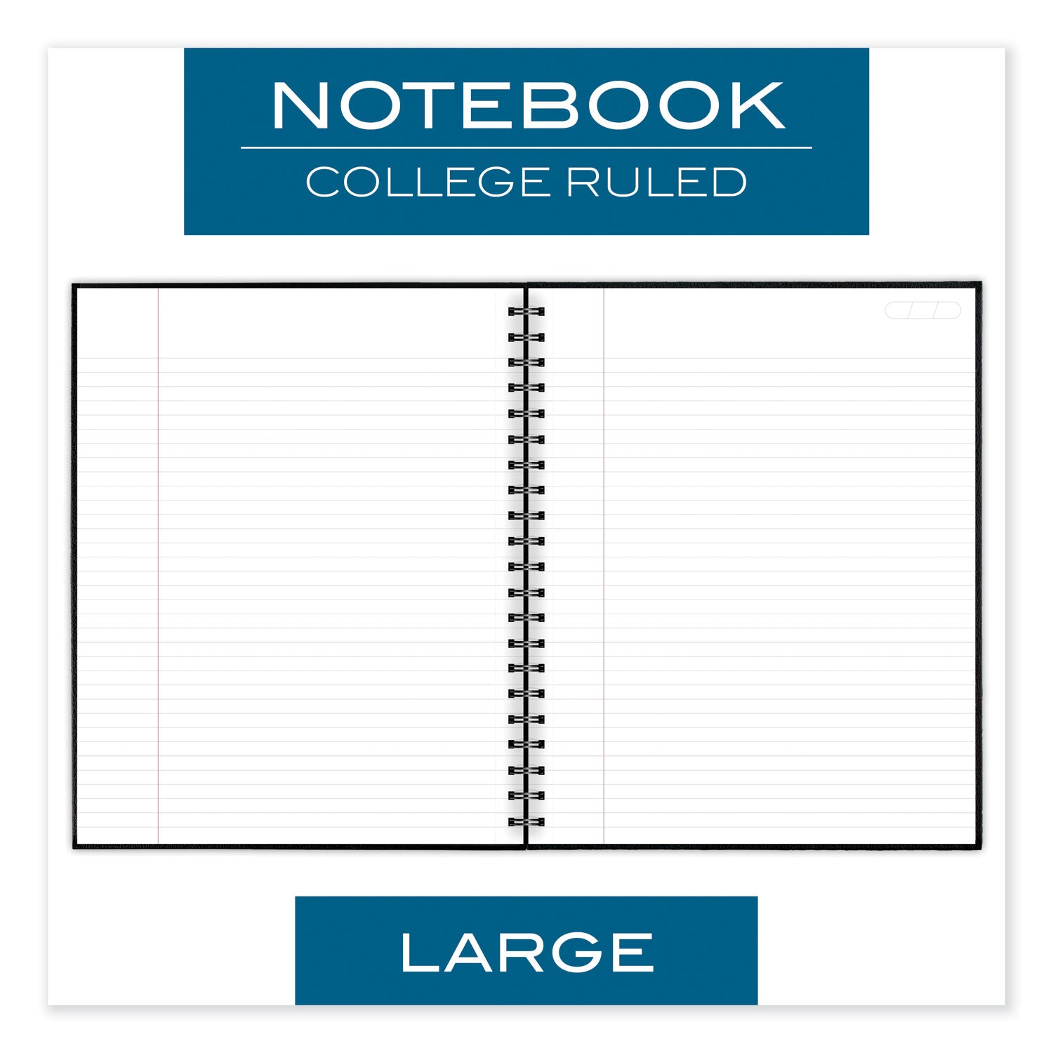 Cambridge® Limited Hardbound Notebook with Pocket, 1-Subject, Wide/Legal Rule, Black Cover, (96) 11 x 8.5 Sheets