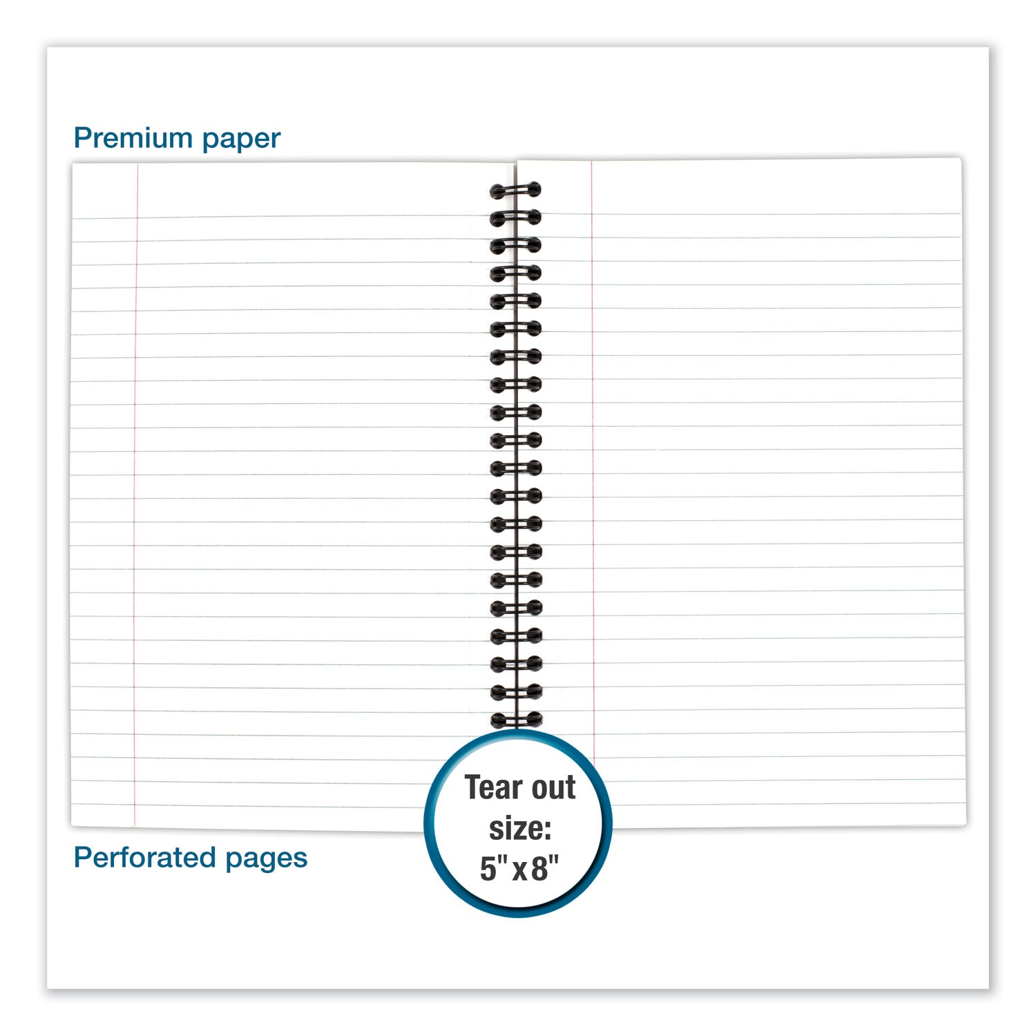 Cambridge® Wirebound Business Notebook, 1-Subject, Wide/Legal Rule, Black Linen Cover, (80) 8 x 5 Sheets