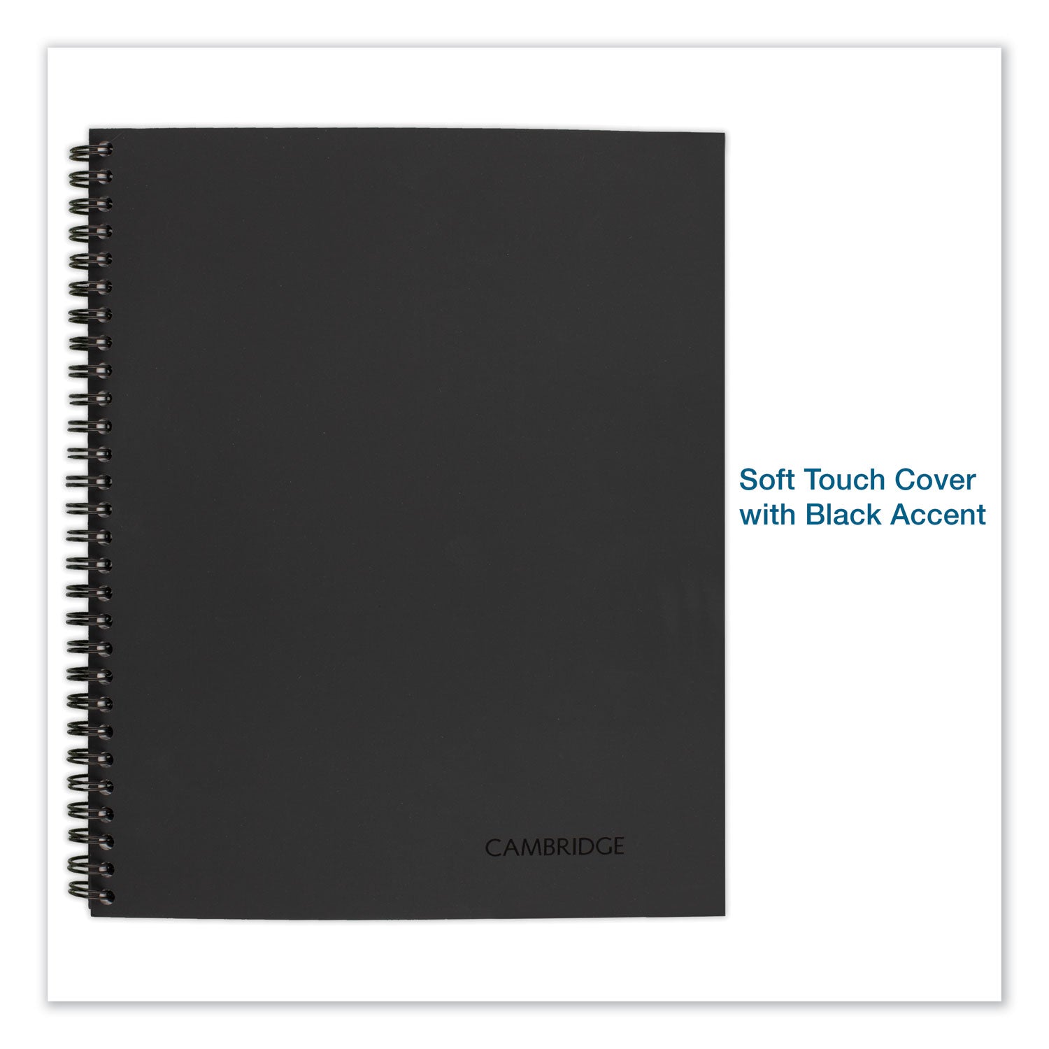 Cambridge® Wirebound Business Notebook, 1-Subject, Wide/Legal Rule, Black Linen Cover, (80) 9.5 x 6.63 Sheets