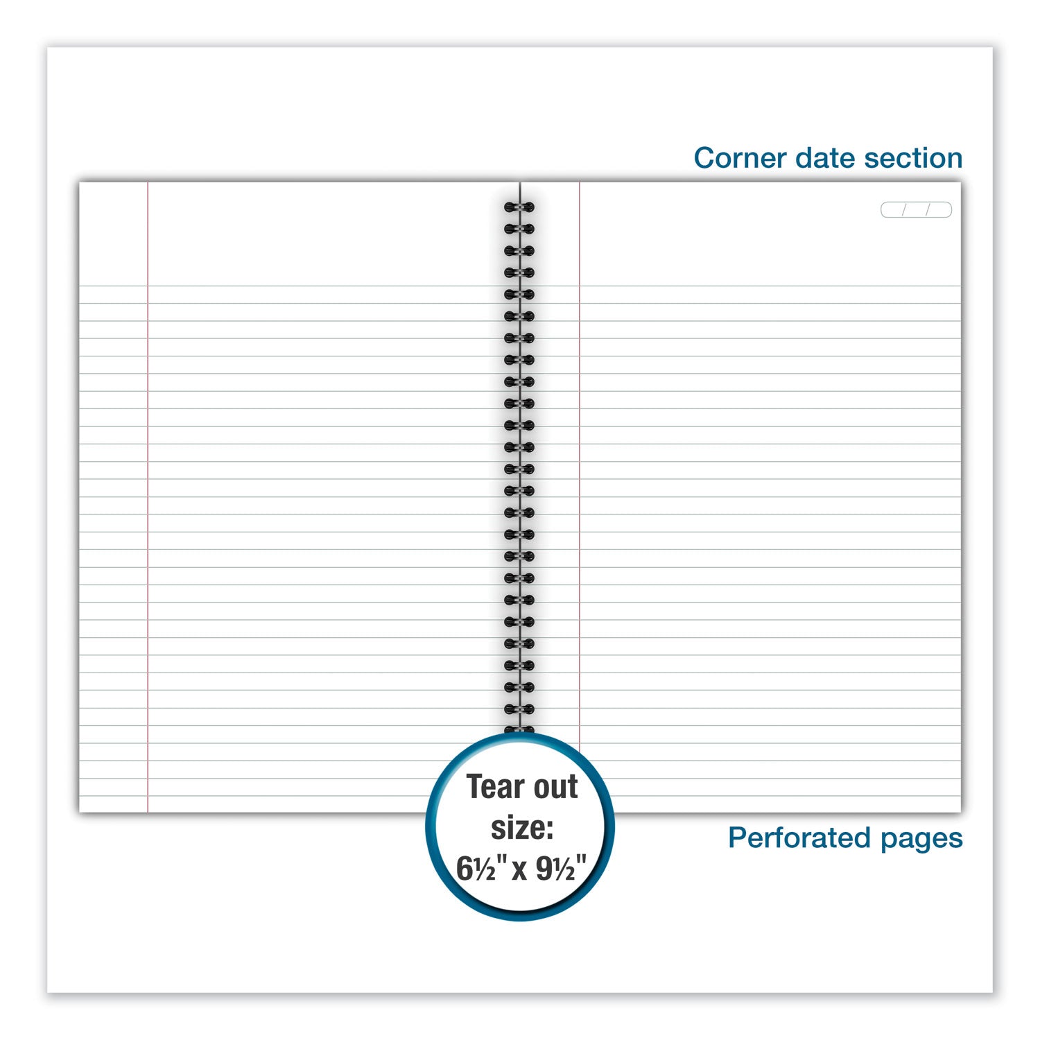 Cambridge® Wirebound Business Notebook, 1-Subject, Wide/Legal Rule, Black Linen Cover, (80) 9.5 x 6.63 Sheets