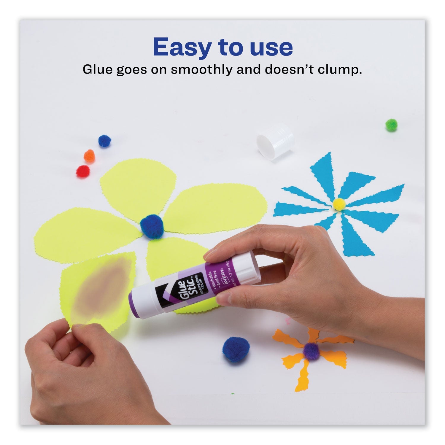 Avery® Permanent Glue Stic Value Pack, 1.27 Oz, Applies Purple, Dries Clear, 6/pack