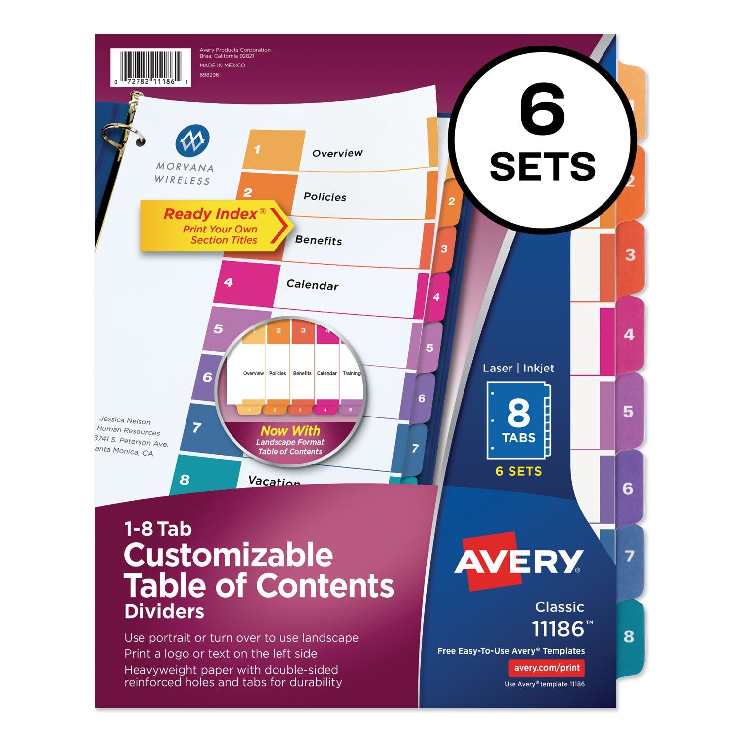 Customizable TOC Ready Index Dividers | 8-Tab