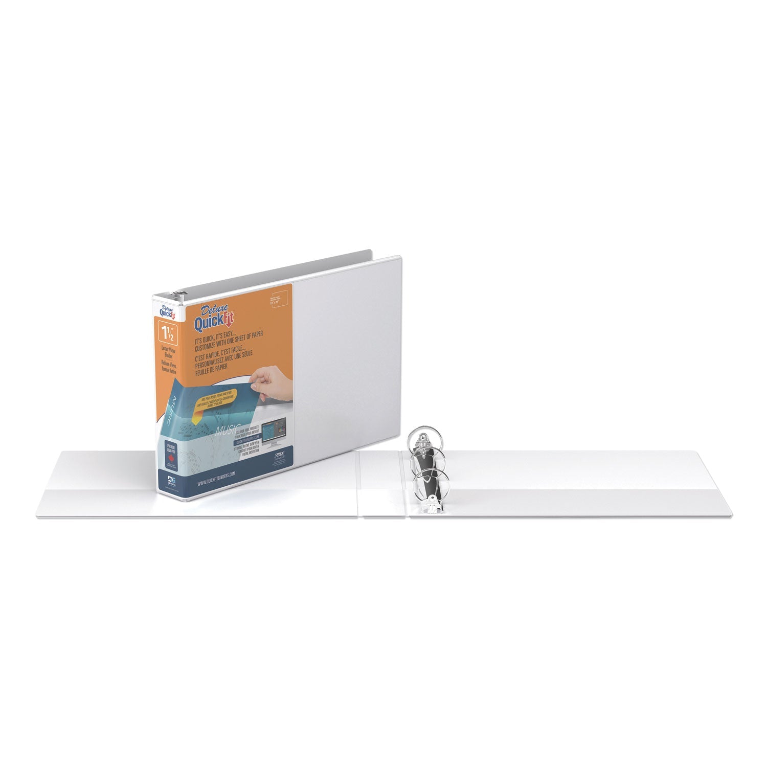 Stride Quickfit Landscape Spreadsheet Round Ring View Binder, 3 Rings, 1.5" Capacity, 11 X 8.5, White