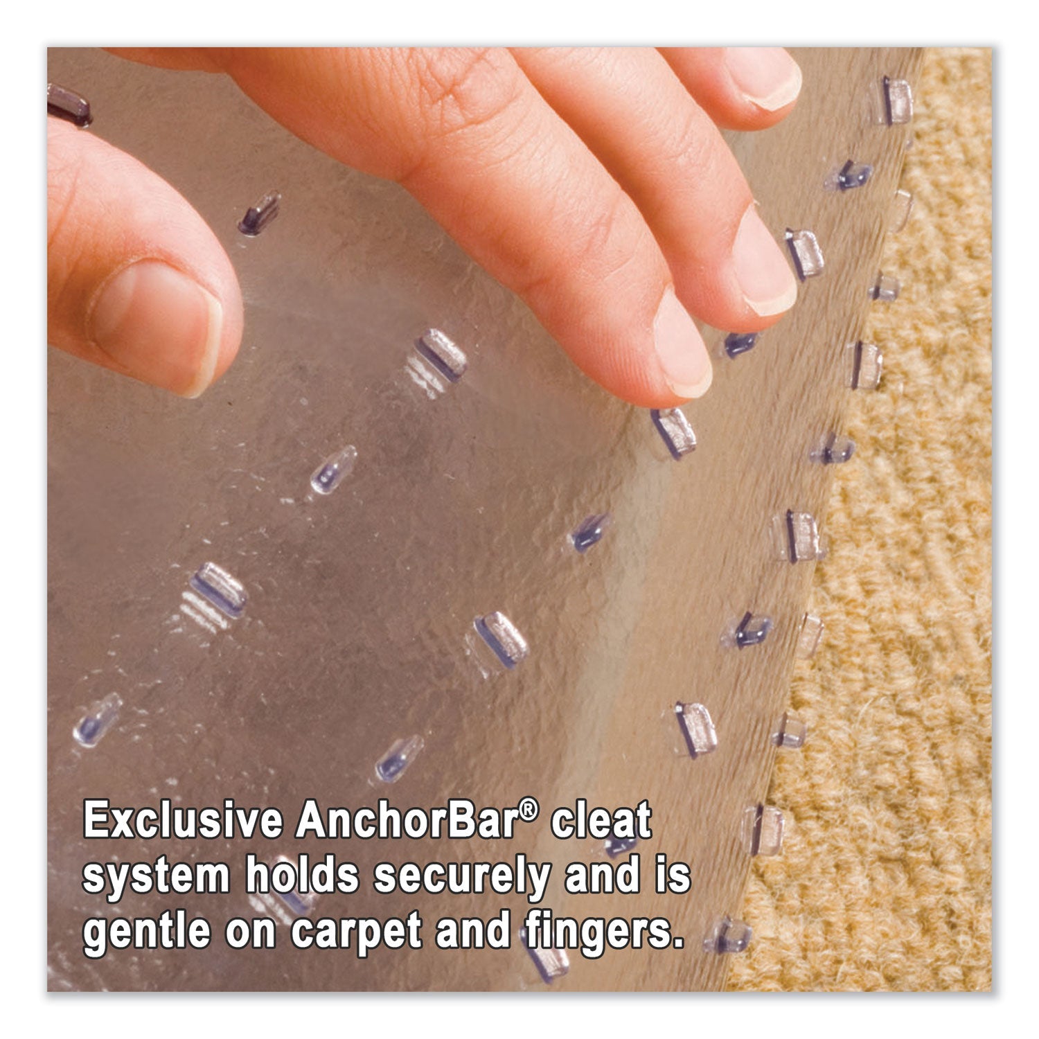 ES Robbins® EverLife Moderate Use Chair Mat for Low Pile Carpet, Rectangular with Lip, 45 x 53, Clear
