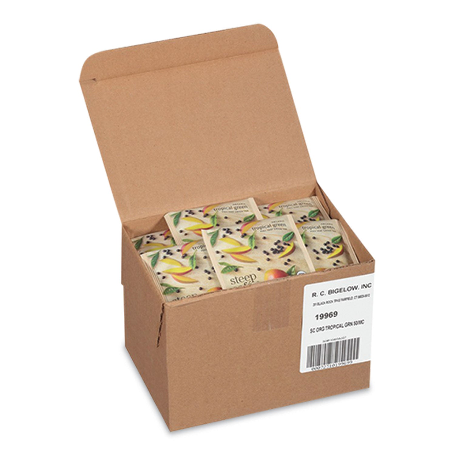 Bigelow® steep Cafe Organic Green Tea, Tropical, 50 Bags/Carton