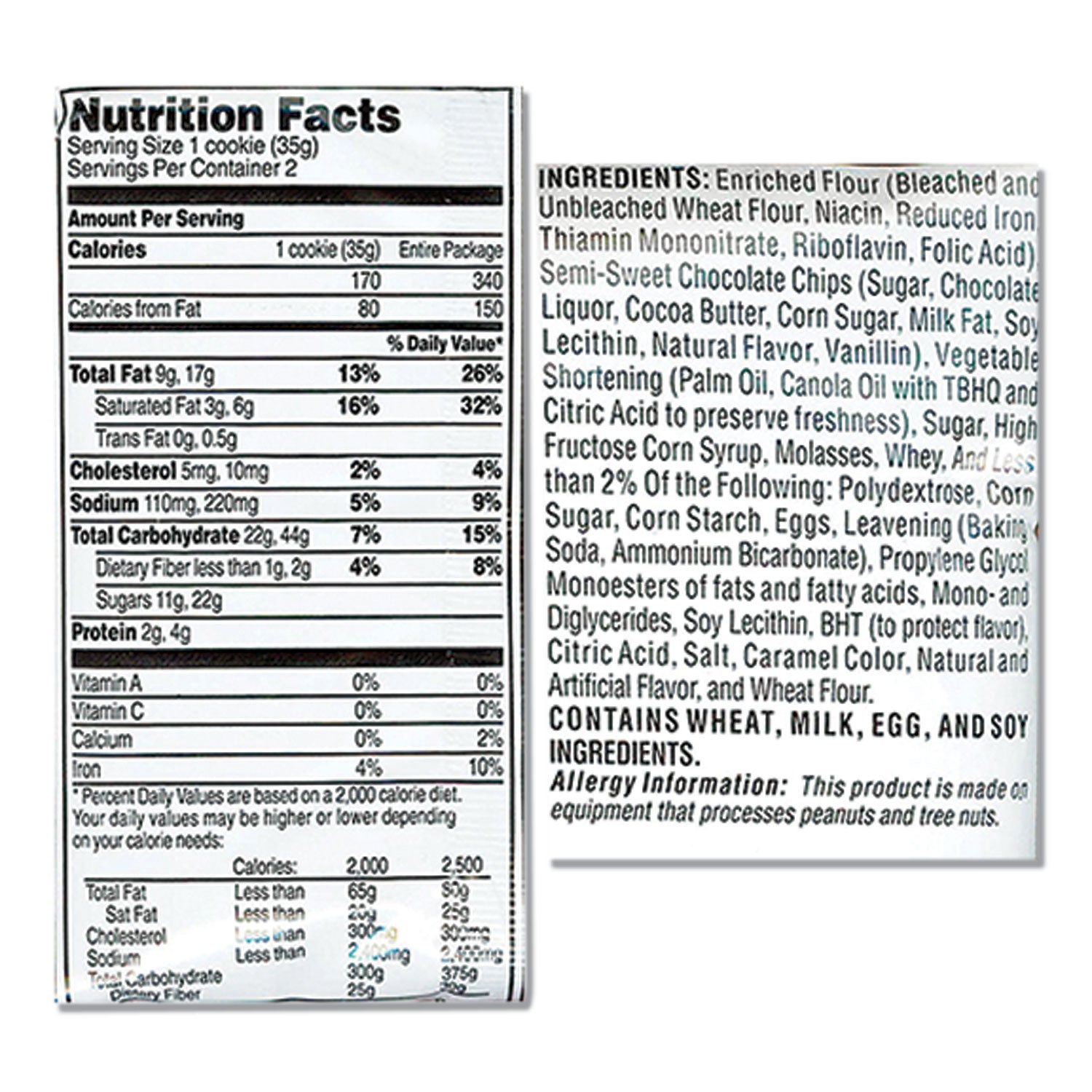 Grandma's® Cookies - Single Serve, Chocolate Chip, 2.5 Oz Packet, 60/carton