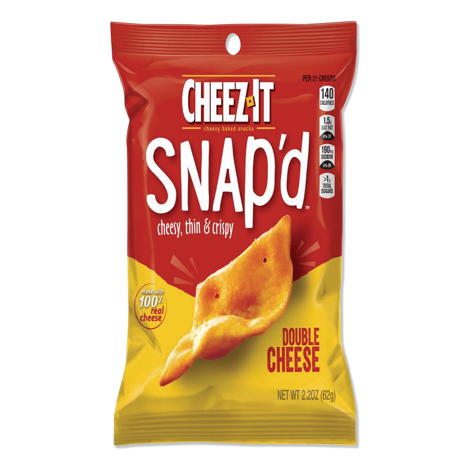 Sunshine® Cheez-It Snap'd Crackers, Double Cheese, 2.2 Oz Pouch, 6/pack