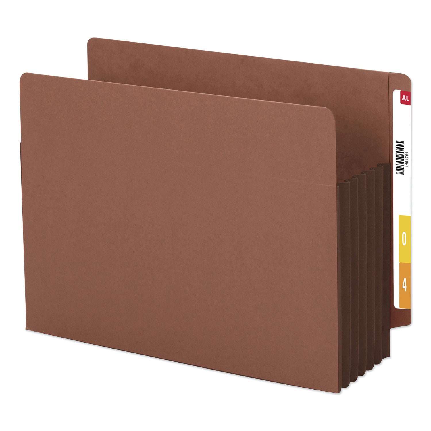 Smead Redrope Drop-Front End Tab File Pockets, Fully Lined Colored Gussets, 5.25" Expansion, Letter Size, Redrope/Brown, 10/Box