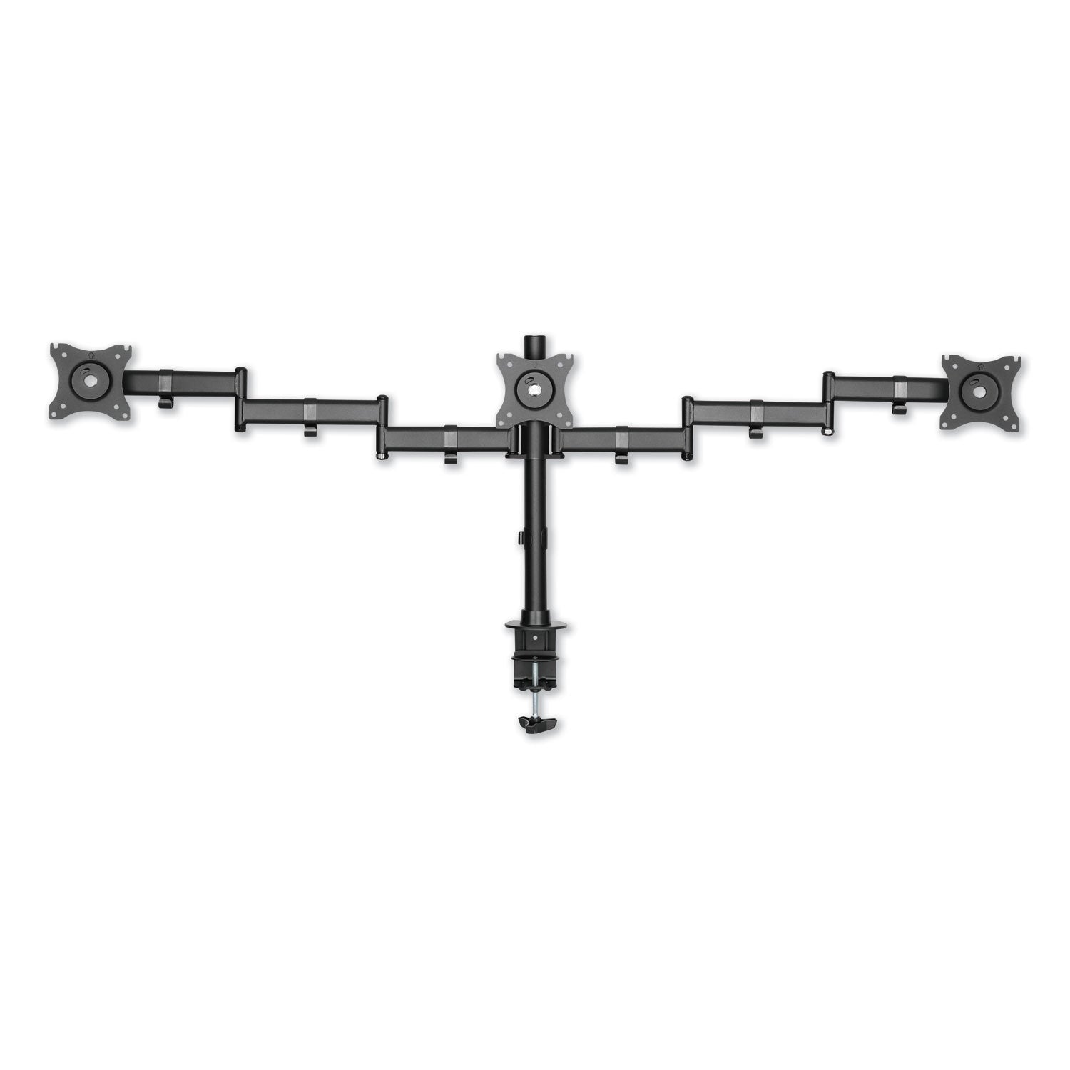 Alera® Adaptivergo Pole-Mount Triple Arm For 27" Monitors, 360 Deg Rotation, +45/-45 Deg Tilt, 45 Deg Pan, Black, Supports 17.6 Lb