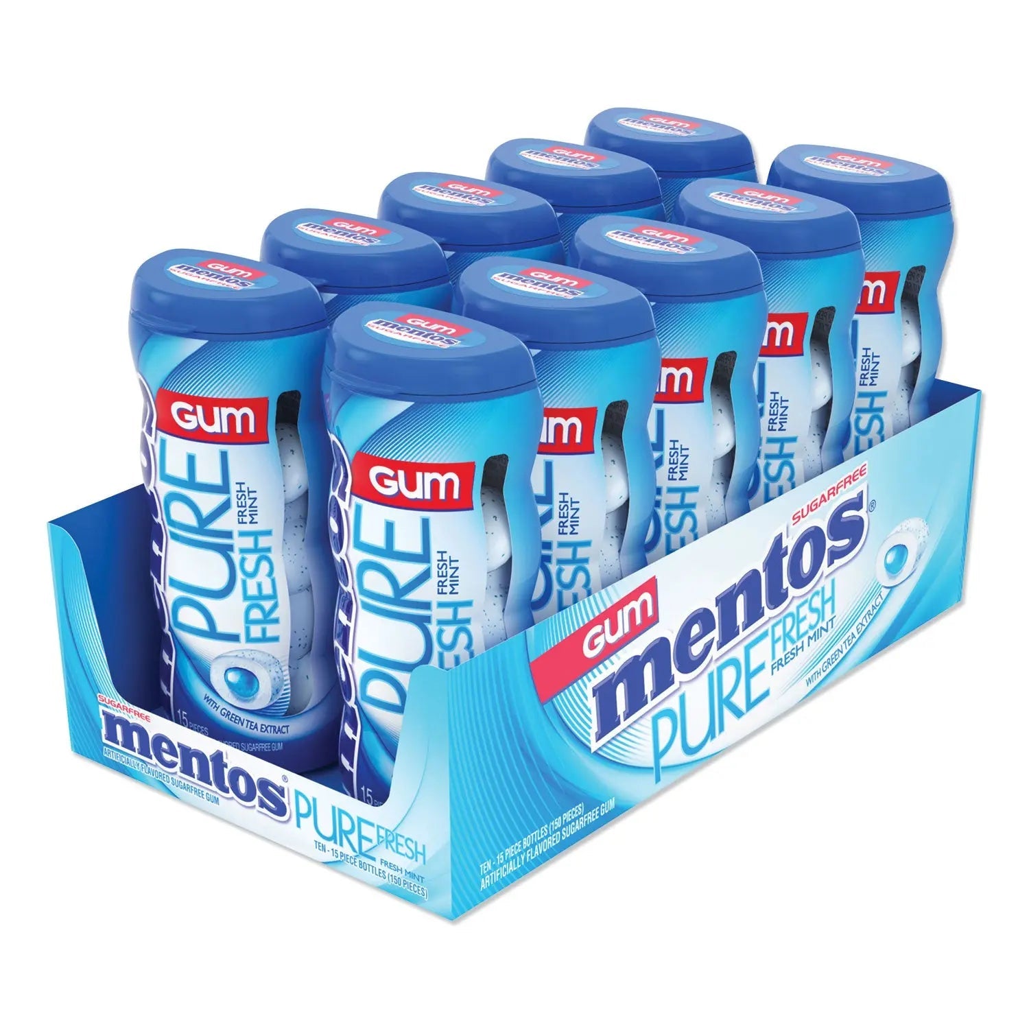 Mentos® Pure Fresh Sugar-Free Gum, Mint, 15 Pieces/pack, 10 Packs/box