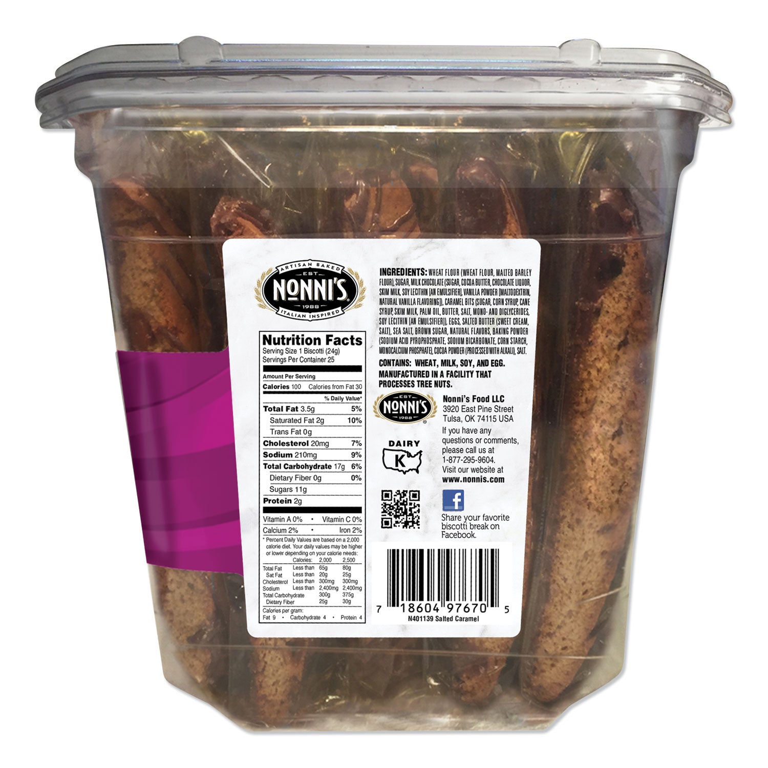 Nonni's® Biscotti, Salted Caramel, 0.85 Oz Individually Wrapped, 25/pack