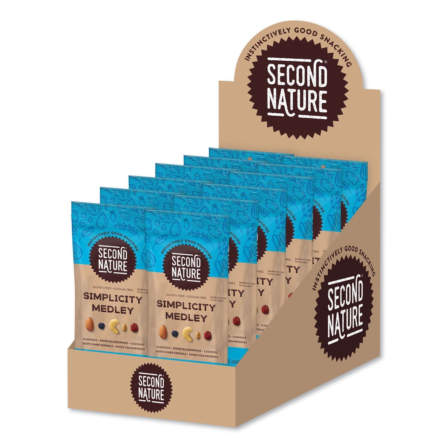 Second Nature® Simplicity Medley Trail Mix, 2.25 Oz Bag, 12 Bags/box