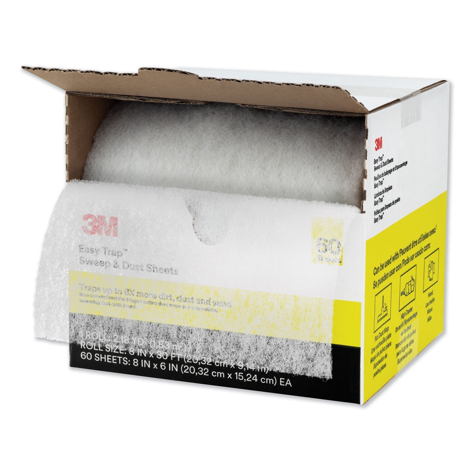 3M™ Easy Trap Duster, 8" X 30 Ft, White, 60 Sheet Roll