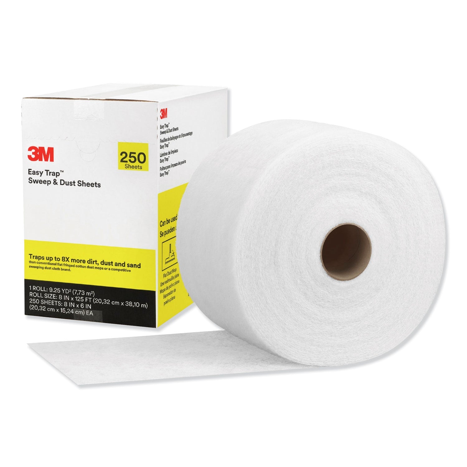 3M™ Easy Trap Duster, 8" X 125 Ft, White, 250 Sheet Roll