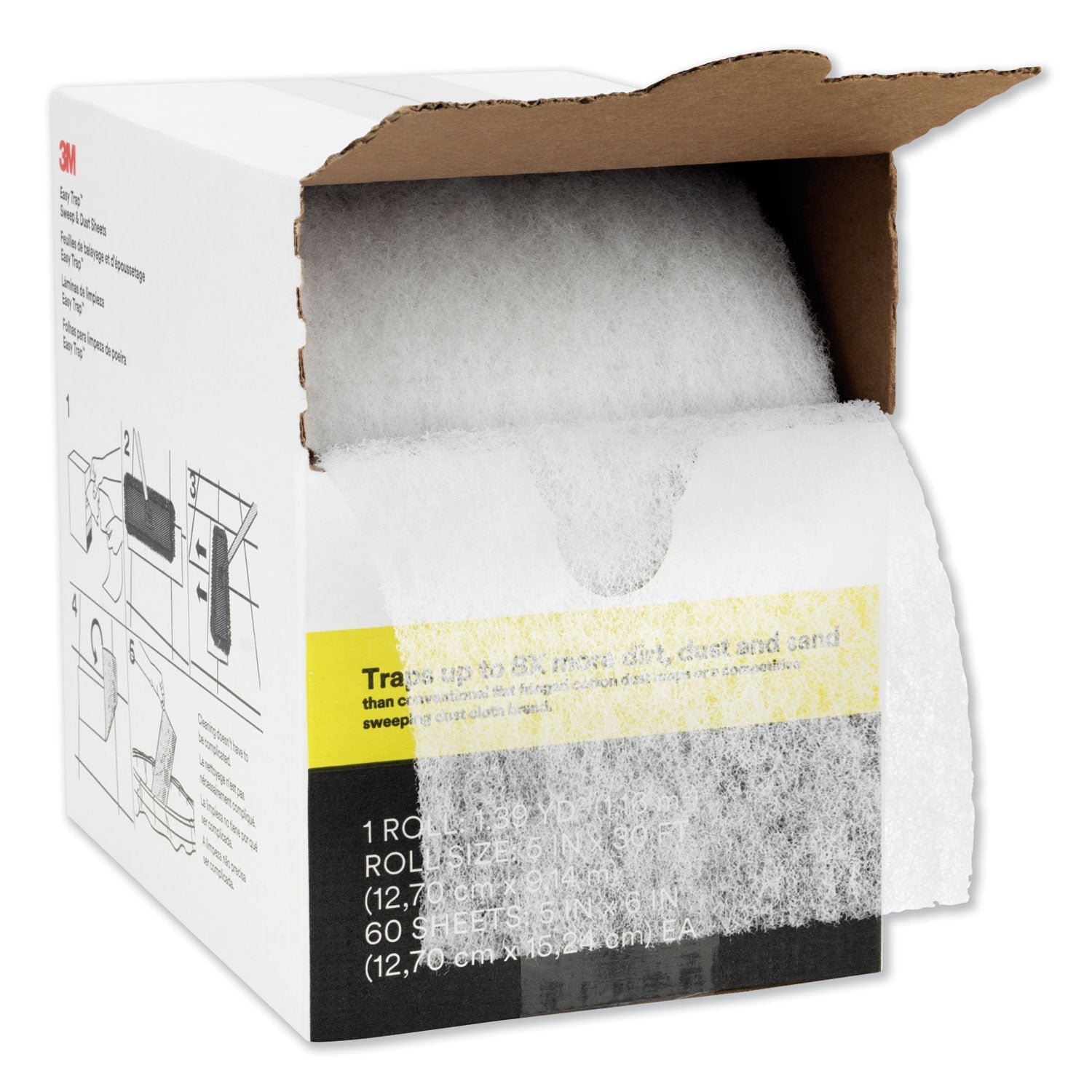 3M™ Easy Trap Duster, 5" X 30 Ft, White, 1 60 Sheet Roll/box