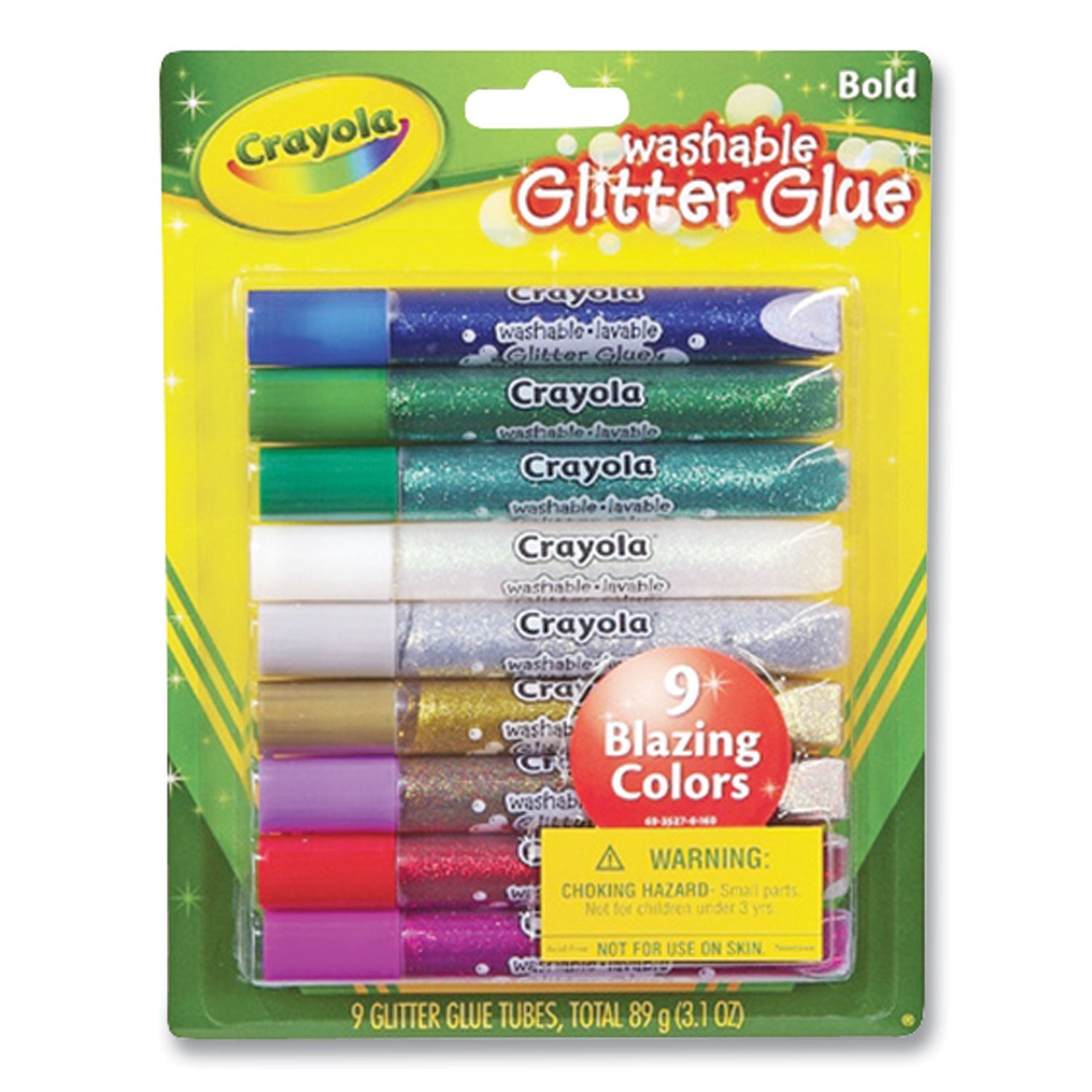 Crayola® Washable Glitter Glue, 0.35 Oz, Assorted Colors, 9/pack