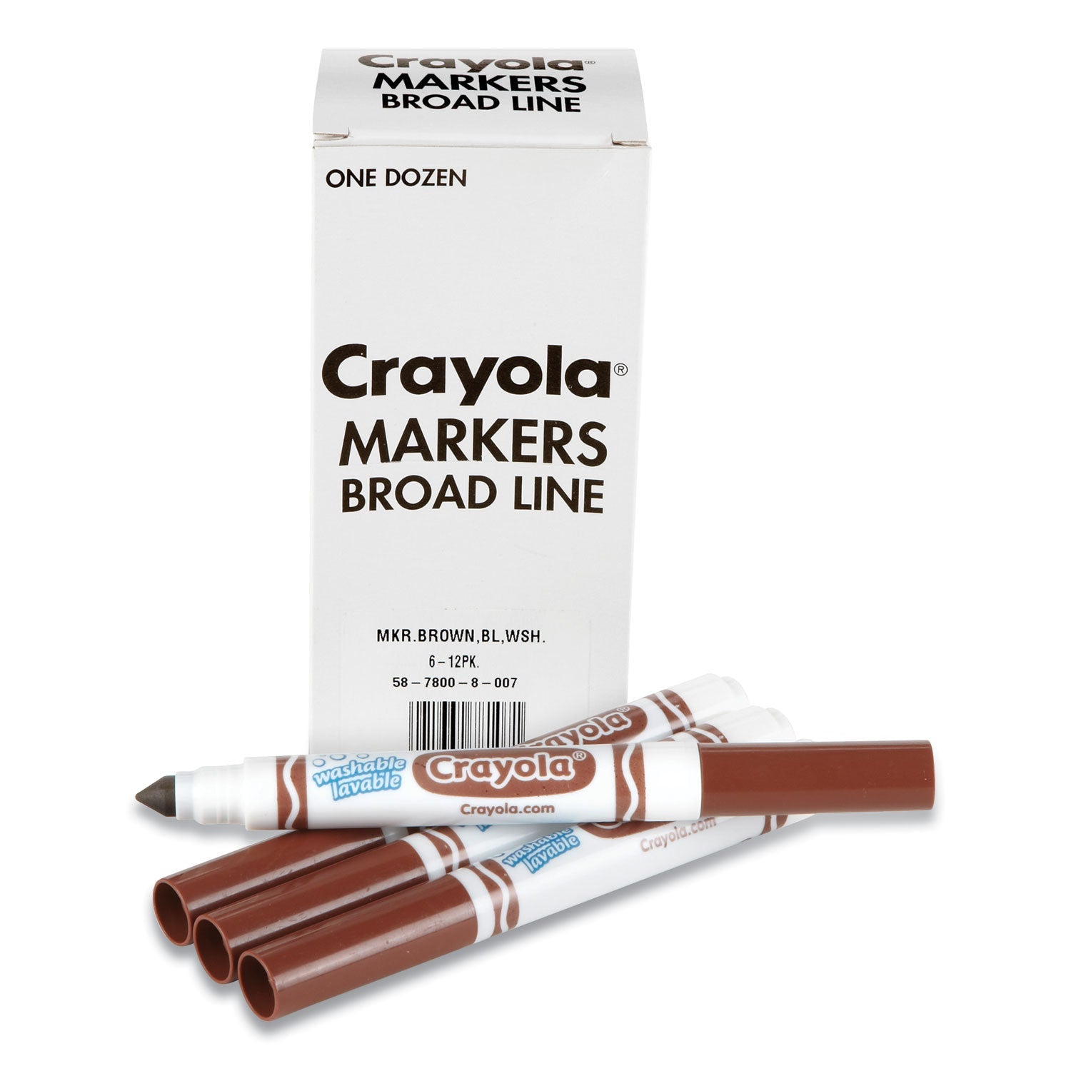 Broad Line Washable Markers | Brown, 12/Box, Crayola®