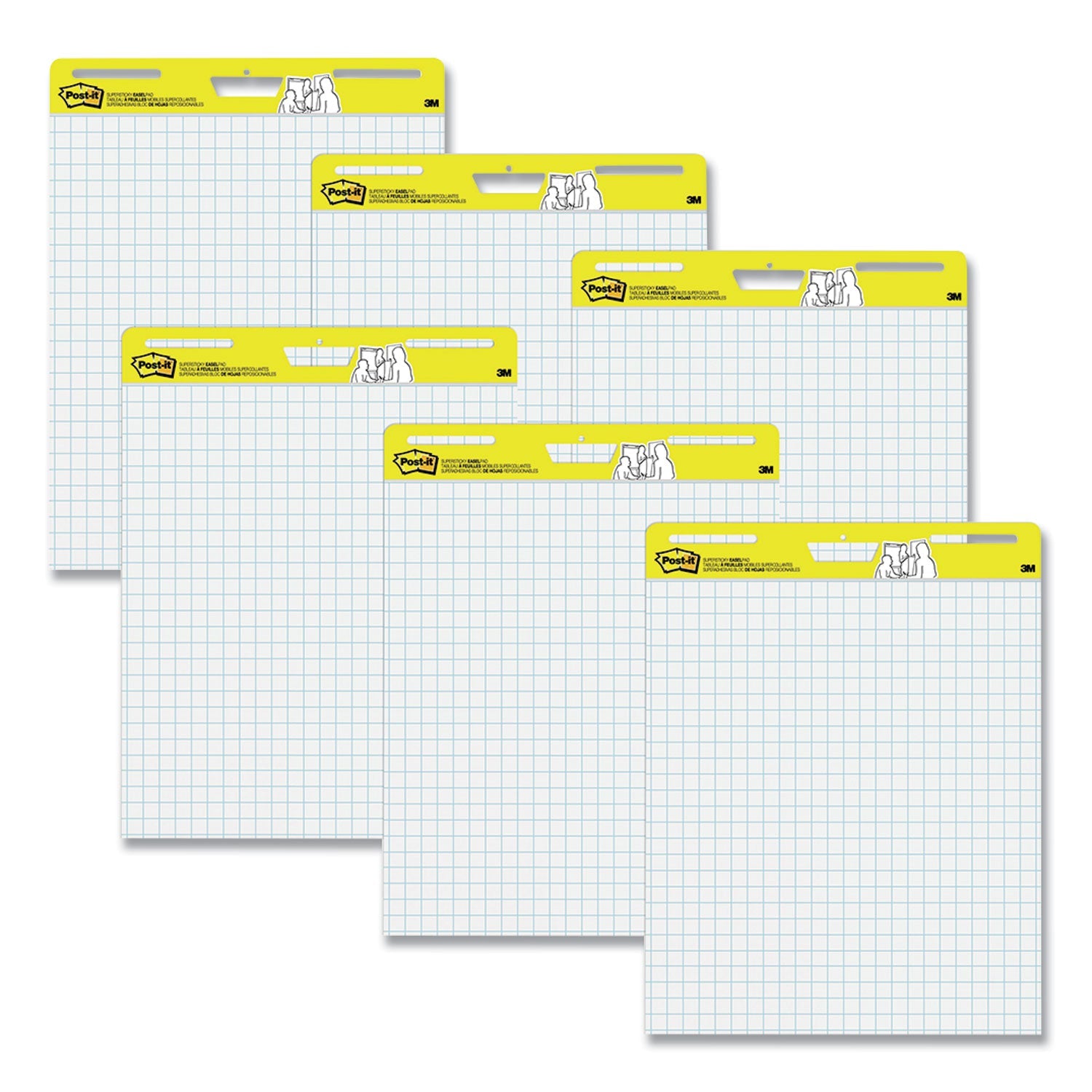 Post-it® Easel Pads Super Sticky Vertical-Orientation Self-Stick Easel Pads, Quadrille Rule (1 sq/in), 25 x 30, White, 30 Sheets, 6/Pack