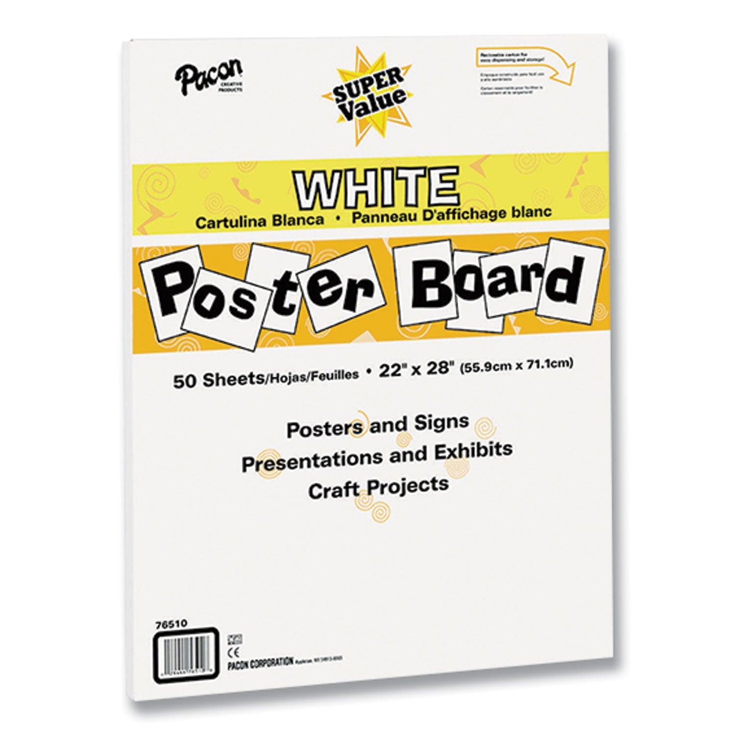 Pacon® Super Value Posterboard, 22 X 28, White, 50/carton
