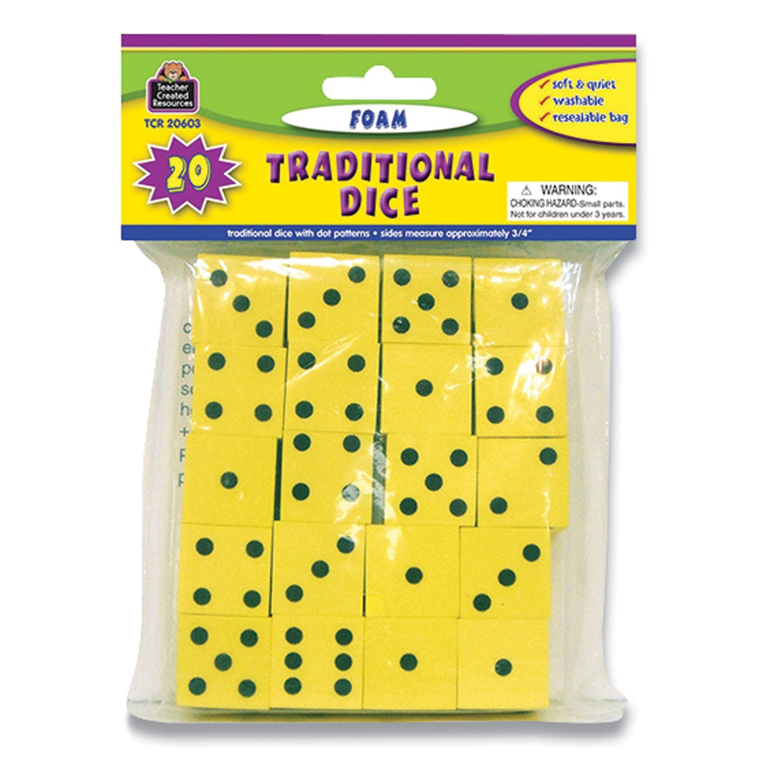 Teacher Created Resources Traditional Foam Dice, Grades K-4, 20/pack