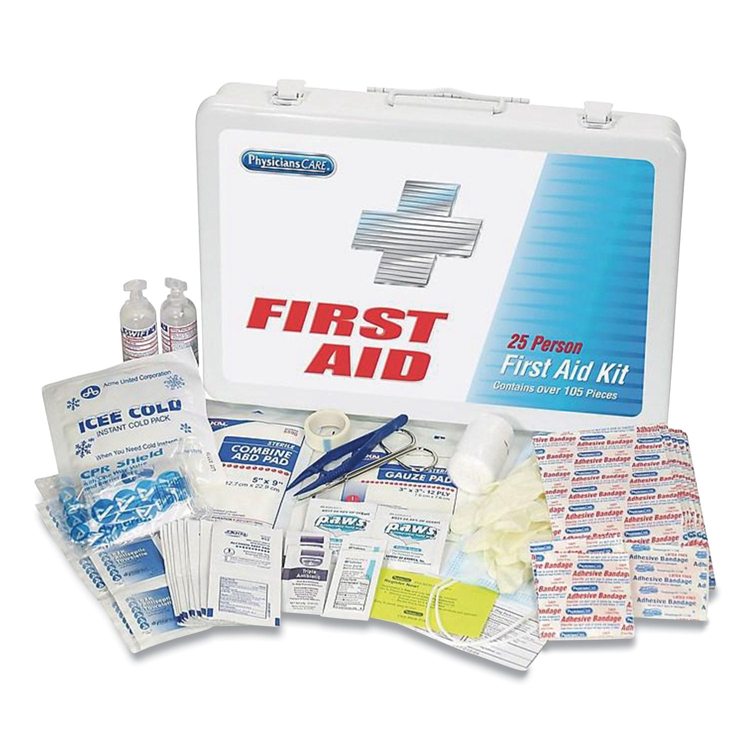 PhysiciansCare® by First Aid Only® First Aid Kit For Up To 25 People, 125 Pieces, Metal Case - Bloom Skins
