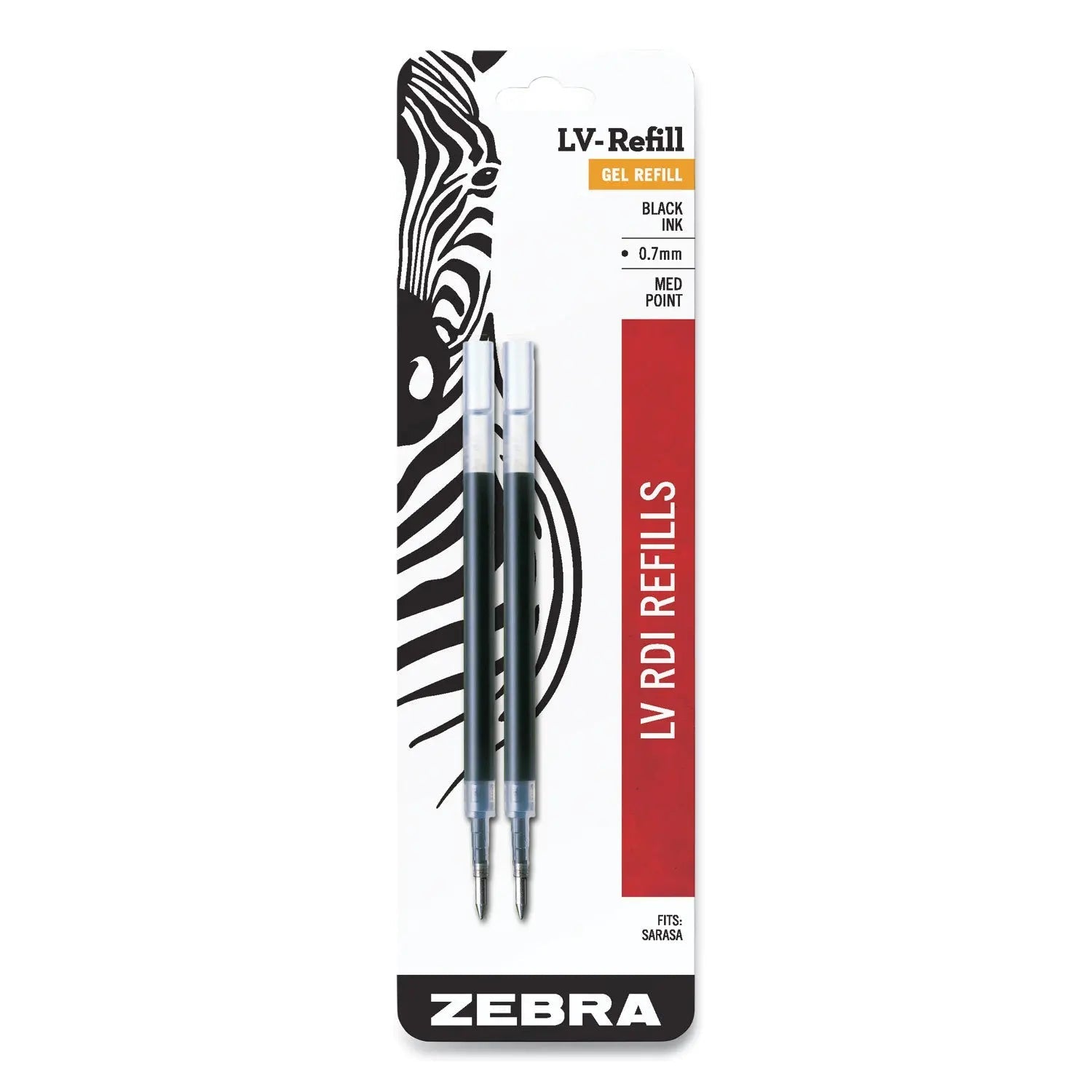 Zebra® Jf Refill For Jimnie, Sarasa, Ecosarasa, Orbitz, Z-Grip And Gr8 Gel Roller Ball Pens, Medium Conical Tip, Black Ink, 2/pack