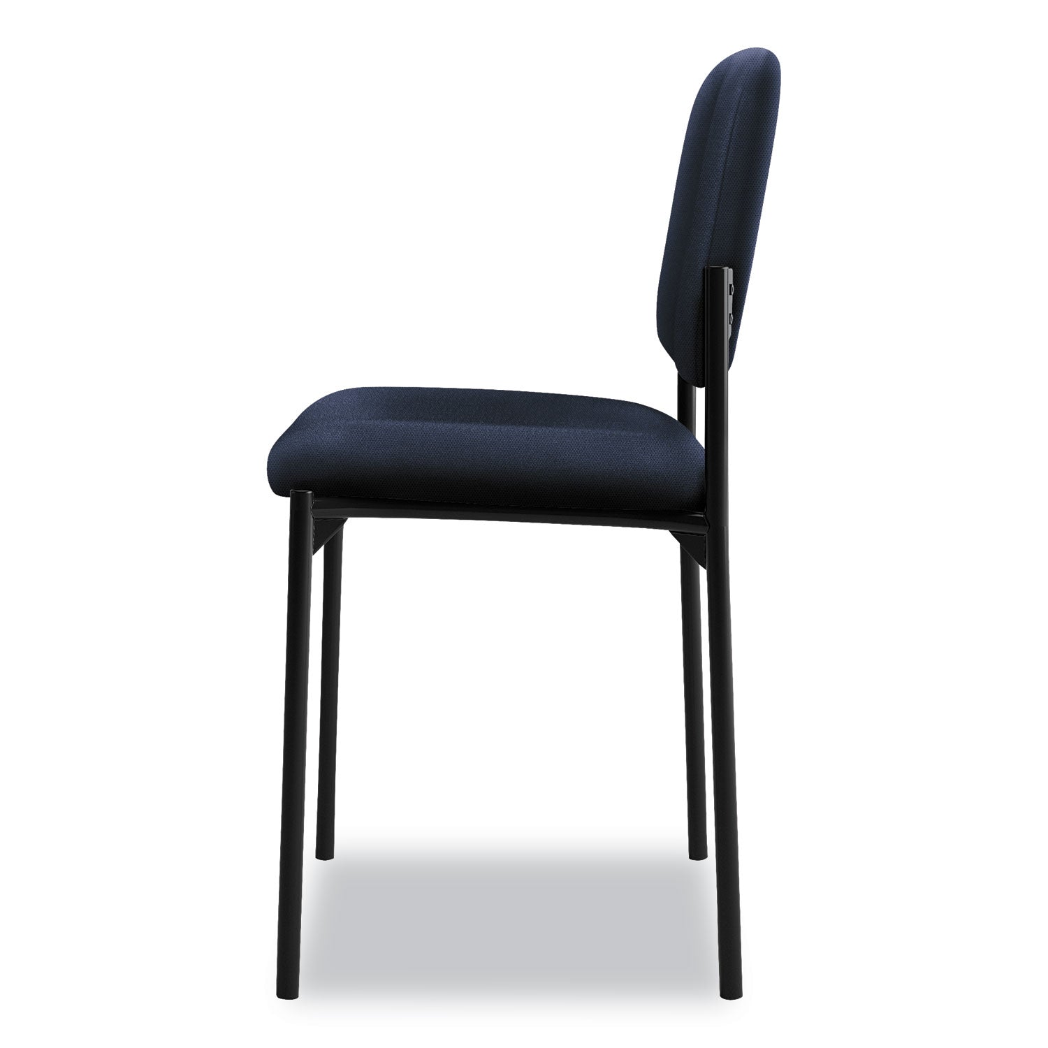 HON® VL606 Stacking Guest Chair without Arms, Fabric Upholstery, 21.25" x 21" x 32.75", Navy Seat, Navy Back, Black Base