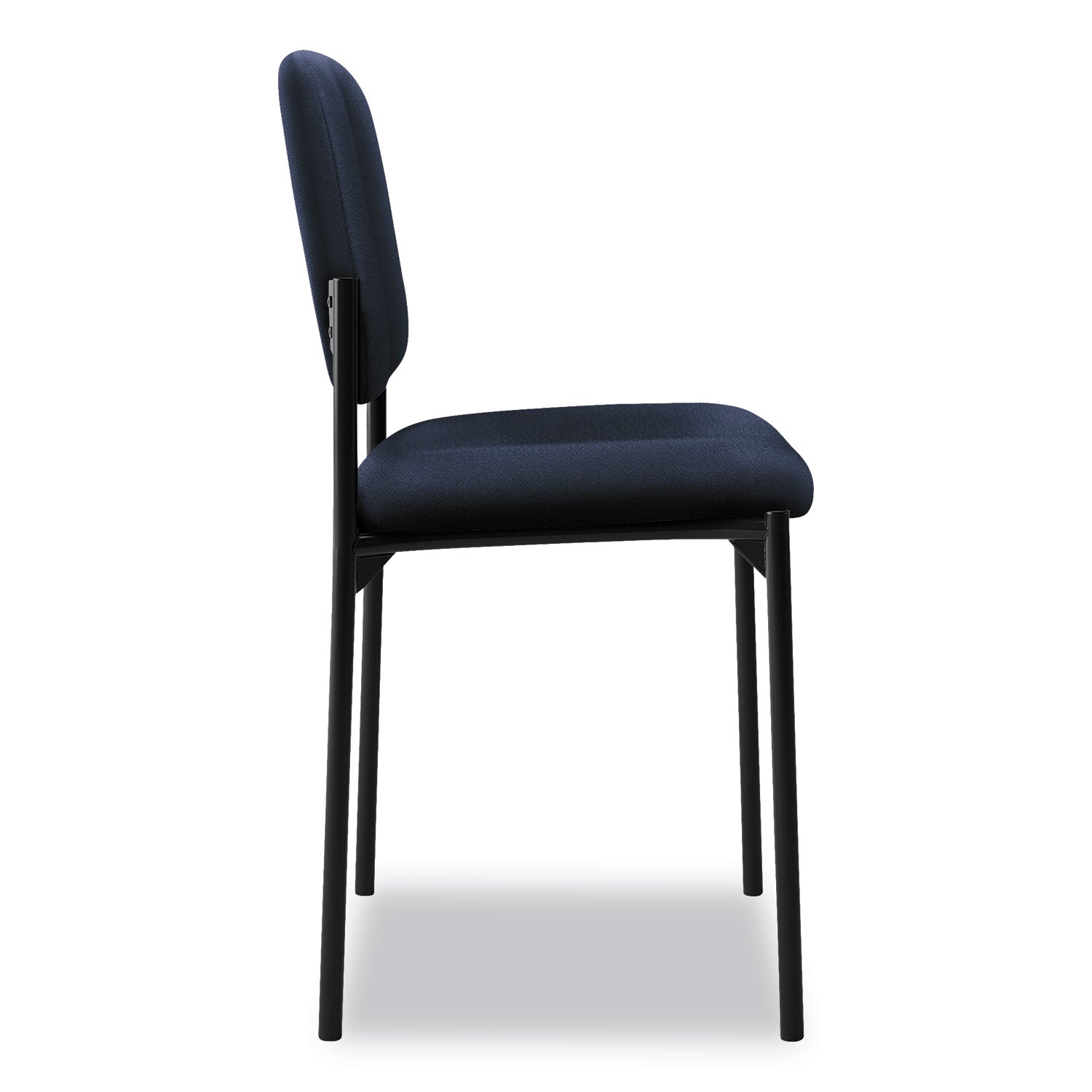 HON® VL606 Stacking Guest Chair without Arms, Fabric Upholstery, 21.25" x 21" x 32.75", Navy Seat, Navy Back, Black Base