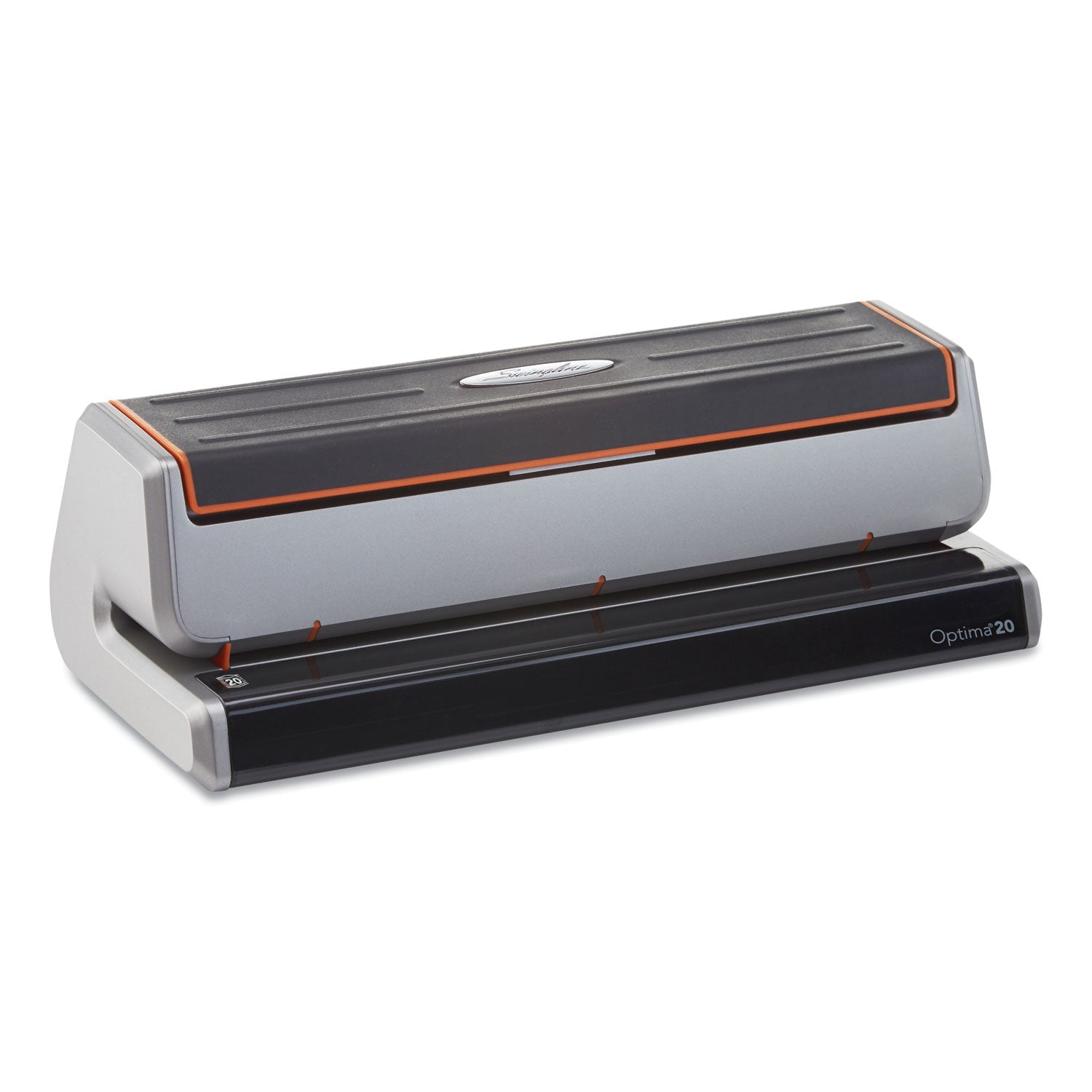 Swingline® 20-Sheet Optima 20 Electric Punch, Three-Hole, 9/32" Holes, Silver/black