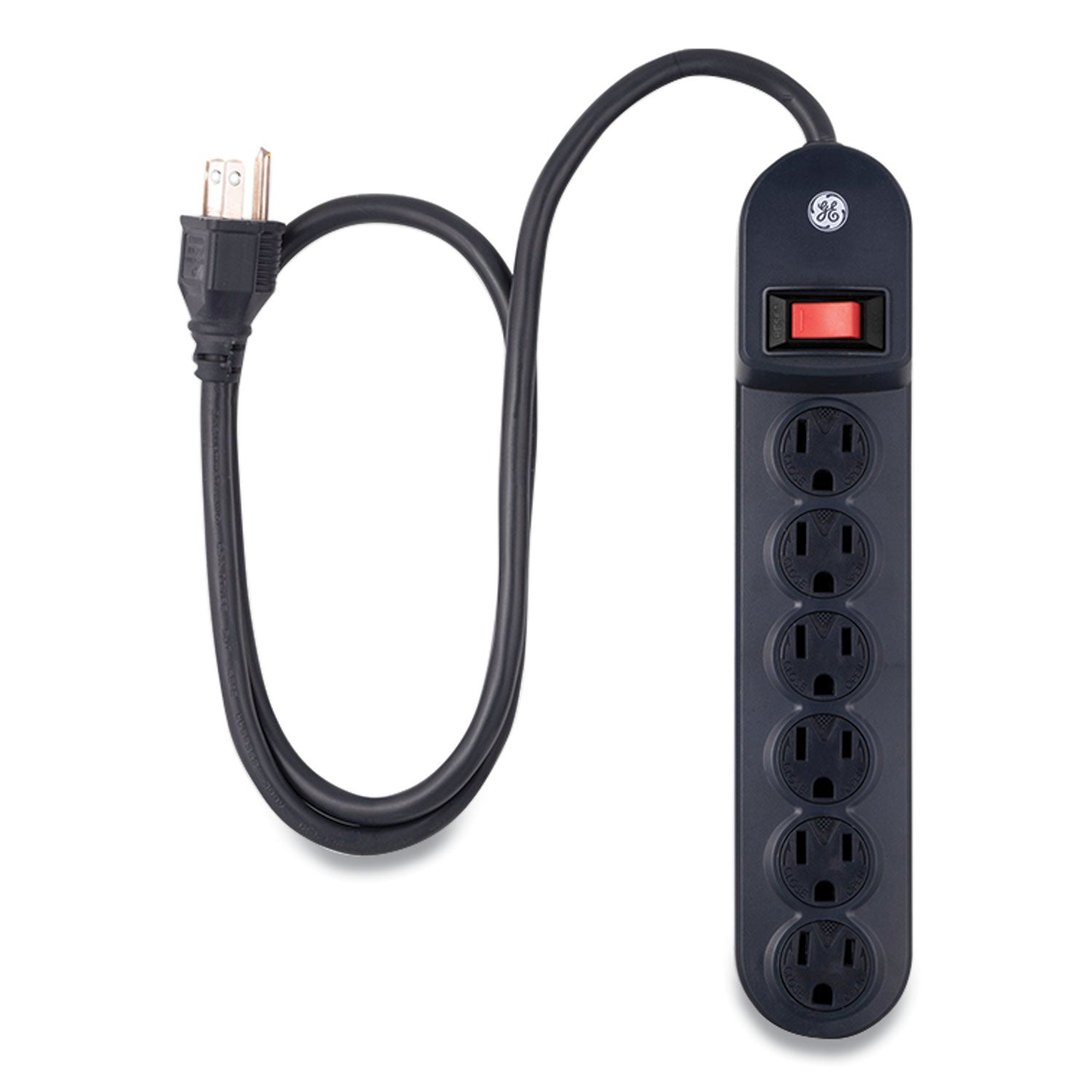 GE Heavy Duty Power Strip, 6 Outlets, 3 ft Cord, Black
