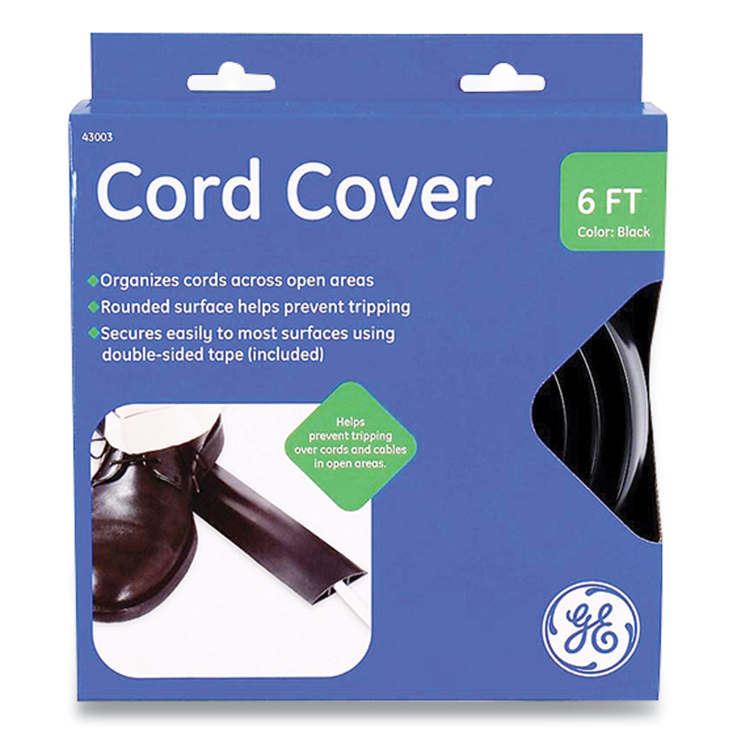 GE Power Gear Cord Cover, 2.5" X 6 Ft, Black
