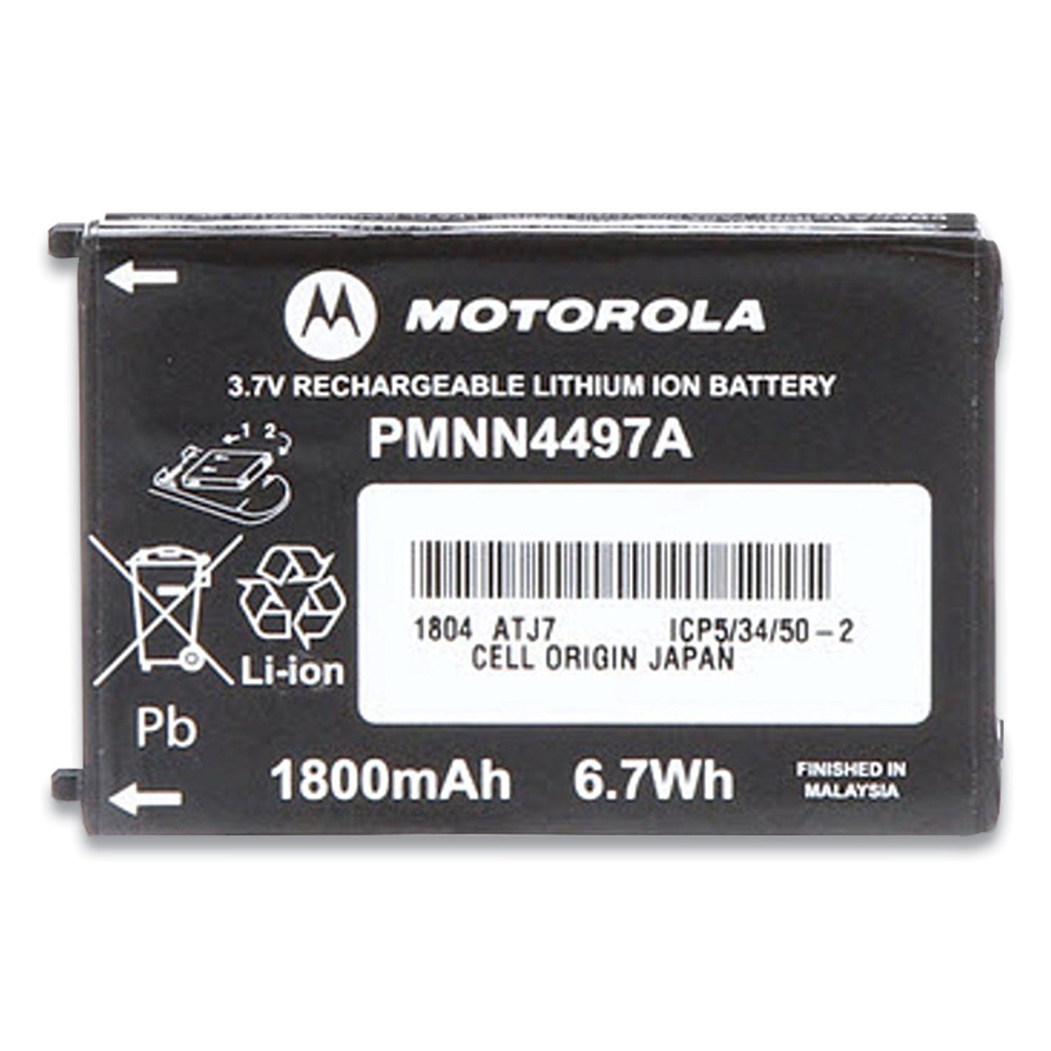 Motorola® Li-Ion Battery For Cls Series Radios, 3.7 V, 1800 Mah