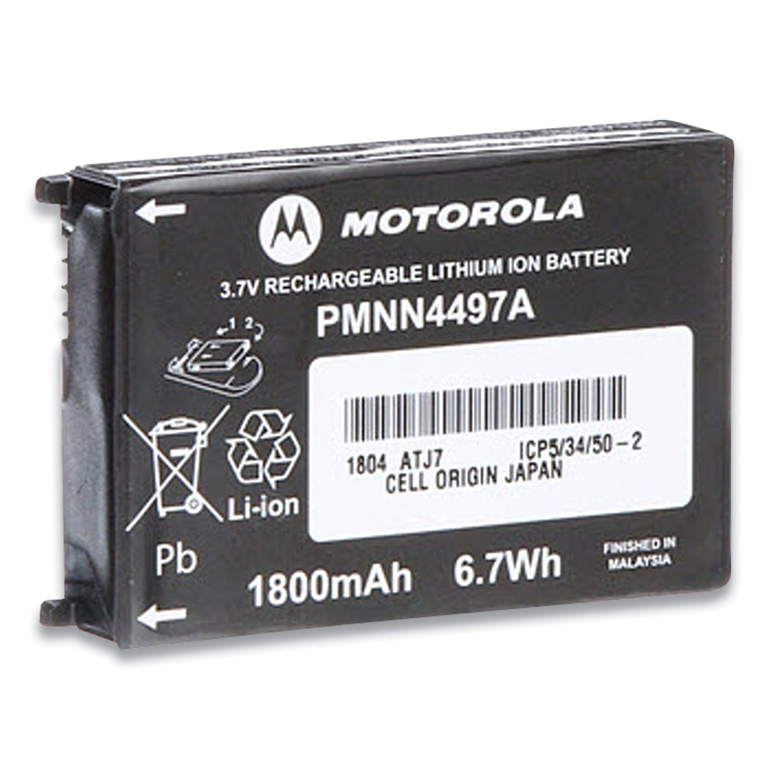 Motorola® Li-Ion Battery For Cls Series Radios, 3.7 V, 1800 Mah