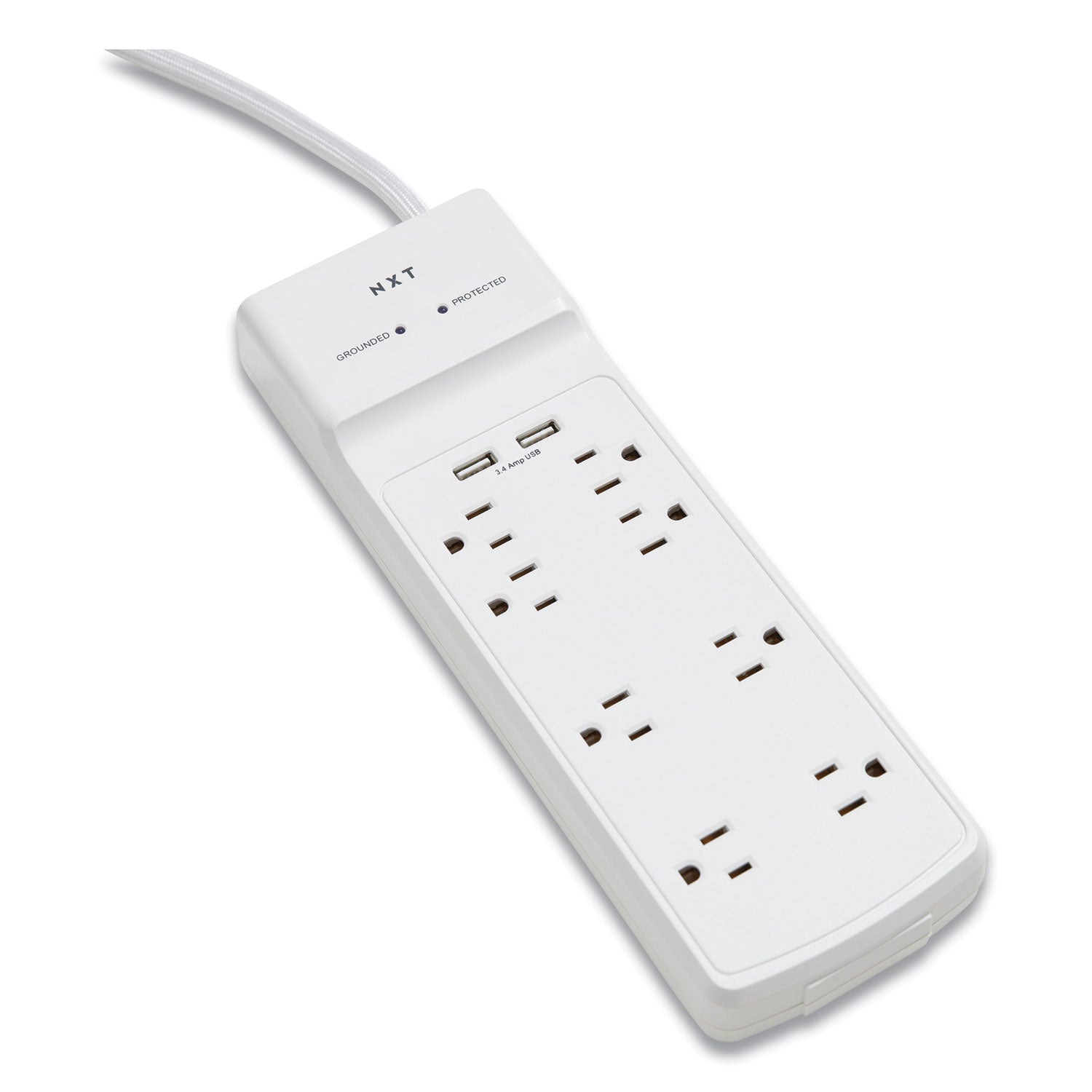 NXT Technologies™ Surge Protector, 8 AC Outlets/2 USB Ports, 6 ft Cord, 2,100 J, White