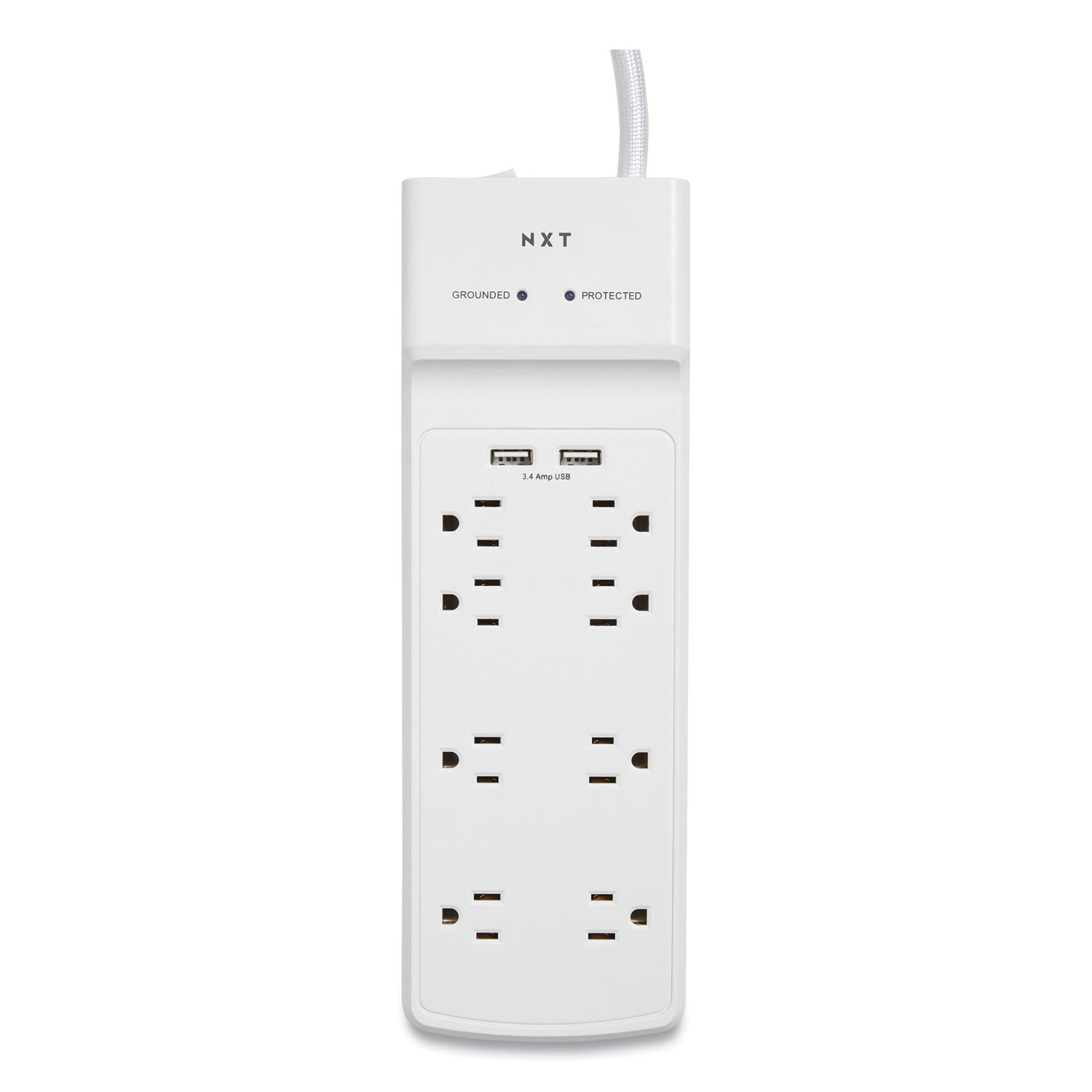 NXT Technologies™ Surge Protector, 8 AC Outlets/2 USB Ports, 6 ft Cord, 2,100 J, White