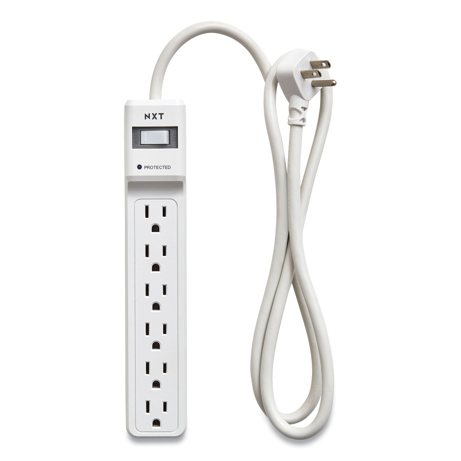 NXT Technologies™ Surge Protector, 6 Ac Outlets, 4 Ft Cord, 600 J, White