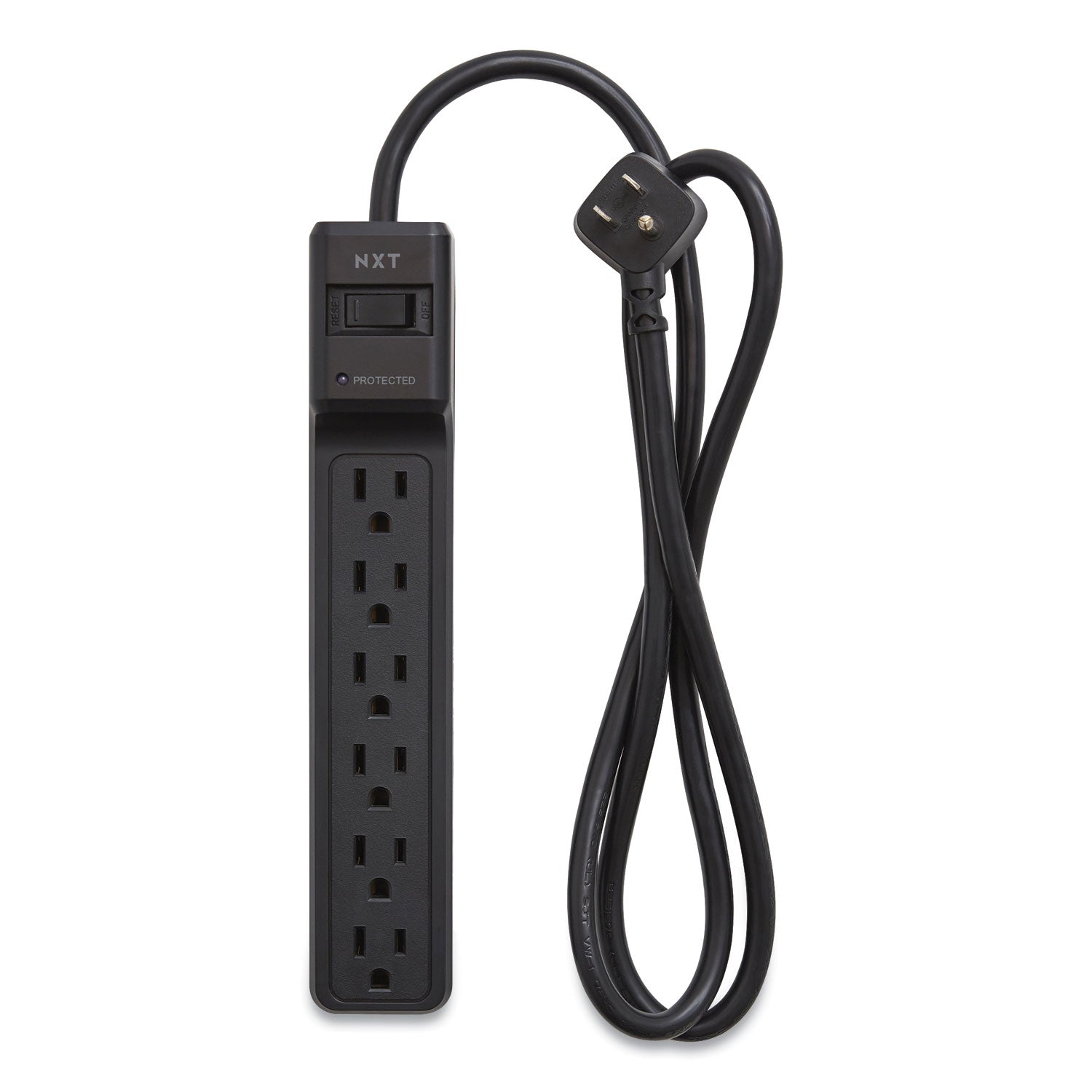 NXT Technologies™ Surge Protector, 6 Ac Outlets, 4 Ft Cord, 600 J, Black
