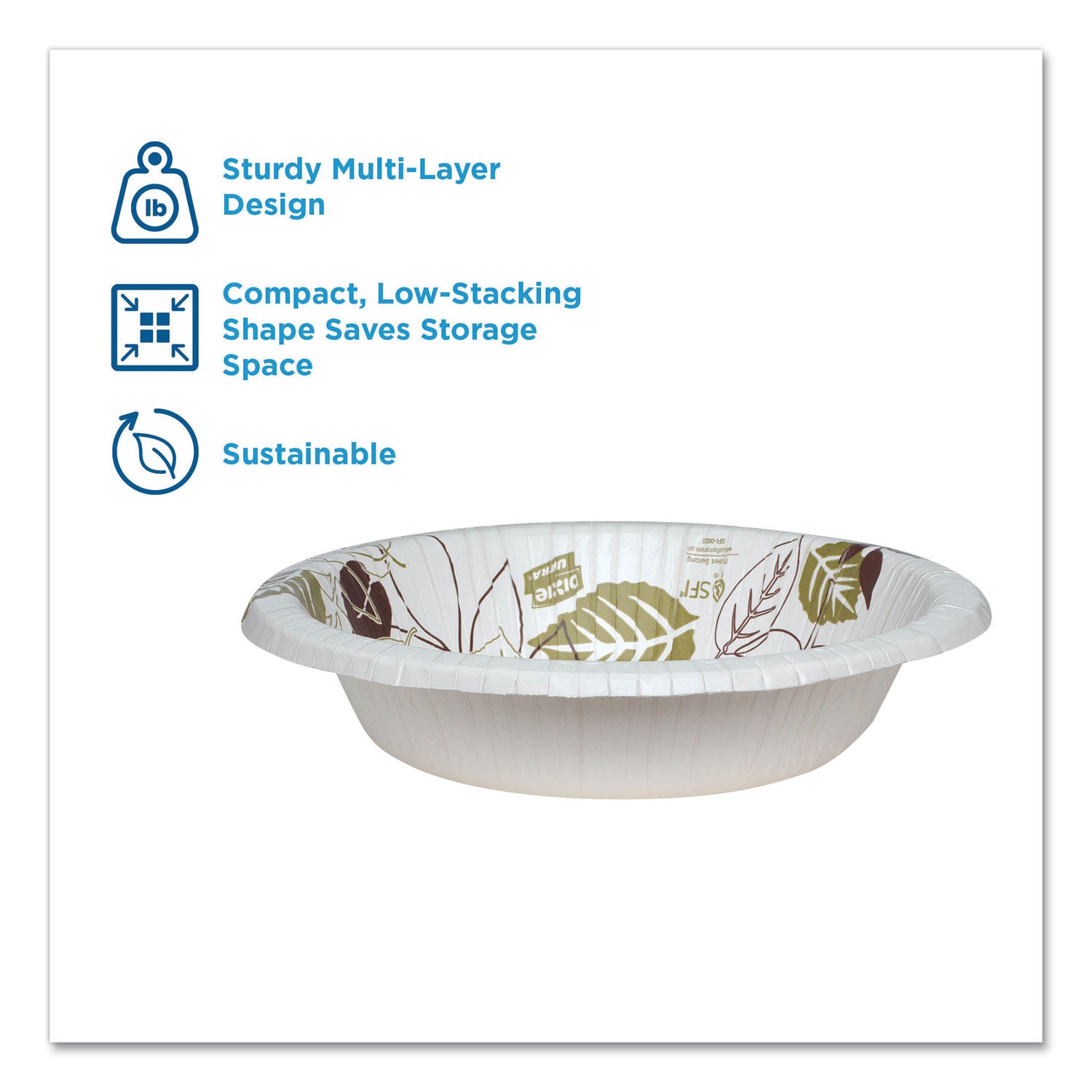 Dixie® Pathways Heavyweight Paper Bowls, 12 Oz, Green/burgundy, 1,000/carton