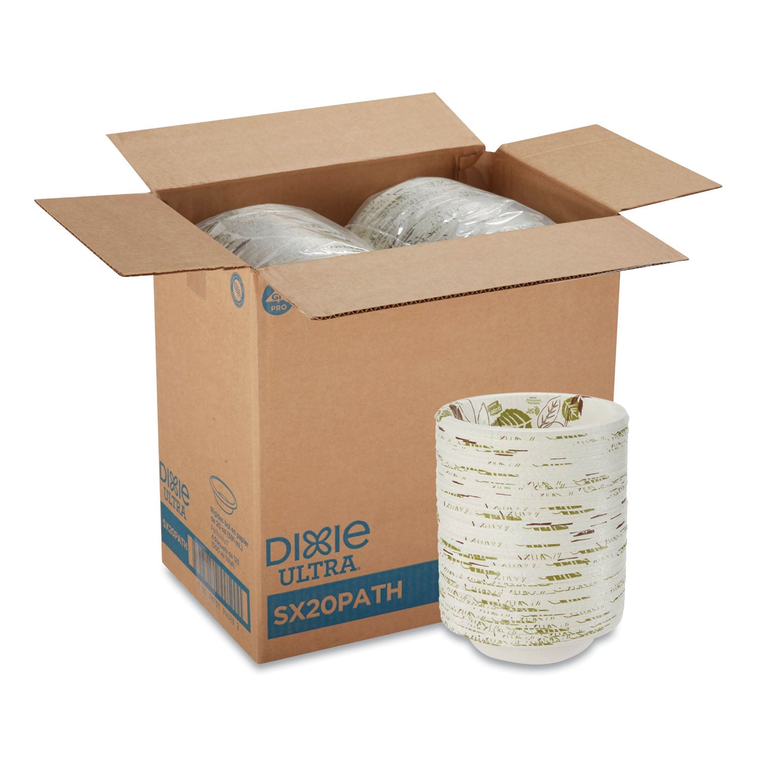 Dixie® Pathways Heavyweight Paper Bowls, 20 Oz, Green/burgundy, 500/carton
