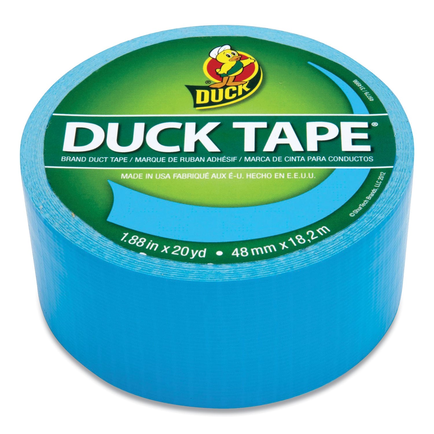 Duck® Colored Duct Tape, 3" Core, 1.88" X 20 Yds, Electric Blue