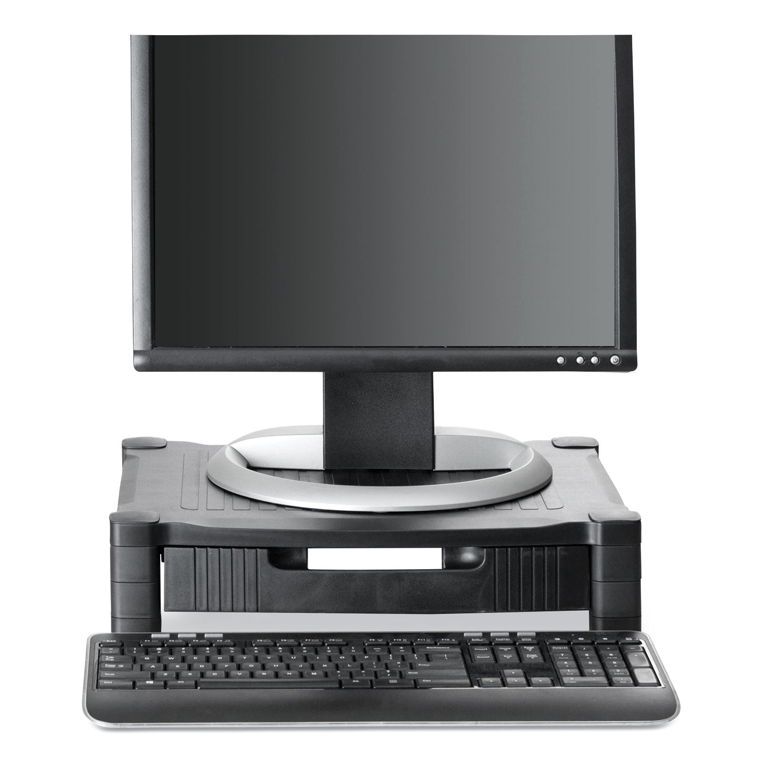 Mind Reader Monitor Stand Riser with Drawer, 17" x 13" x 3.75", Black, Supports 22 lbs