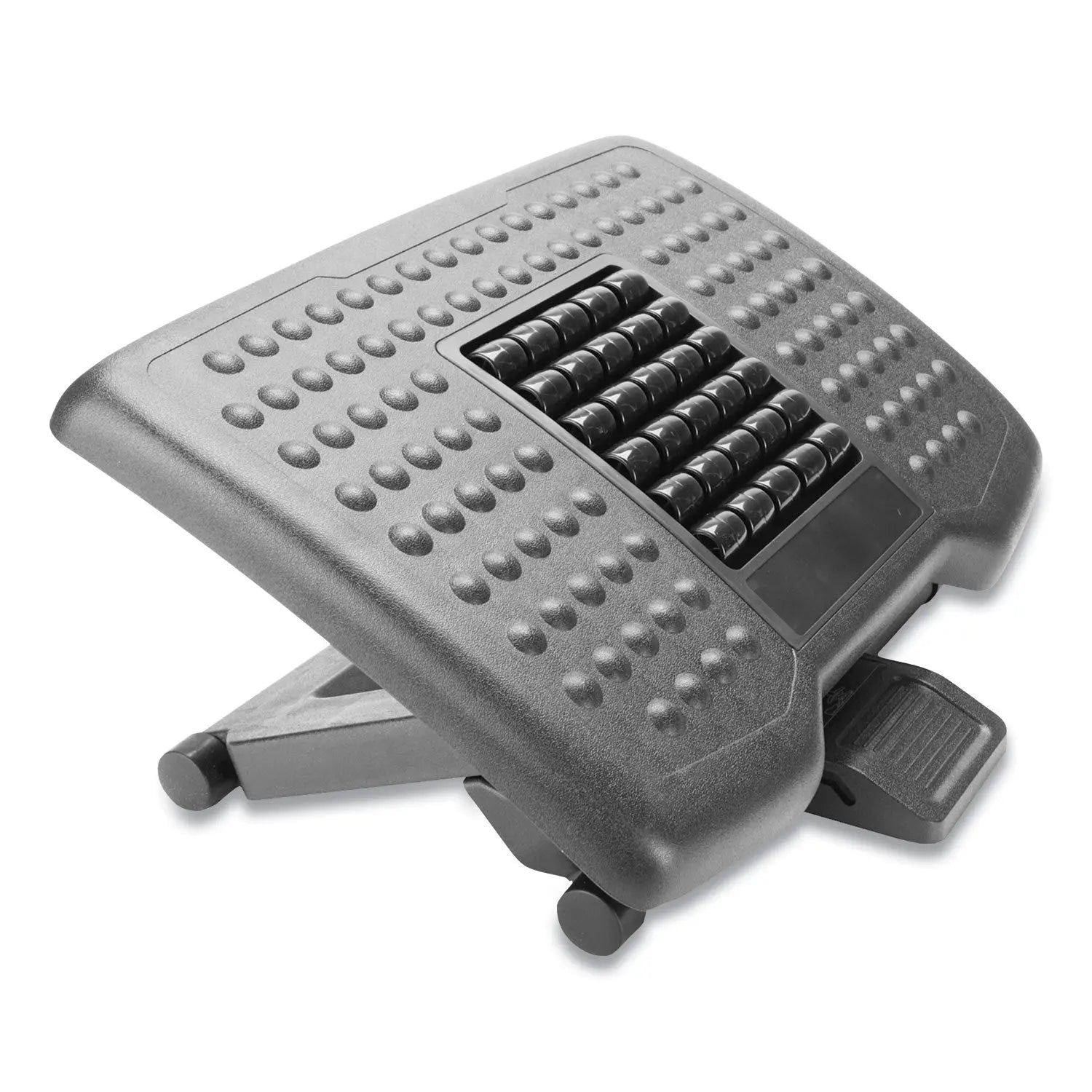 Mind Reader Adjustable Height Footrest with Rollers for Massage, 18w x 14d x 4.25h, Black
