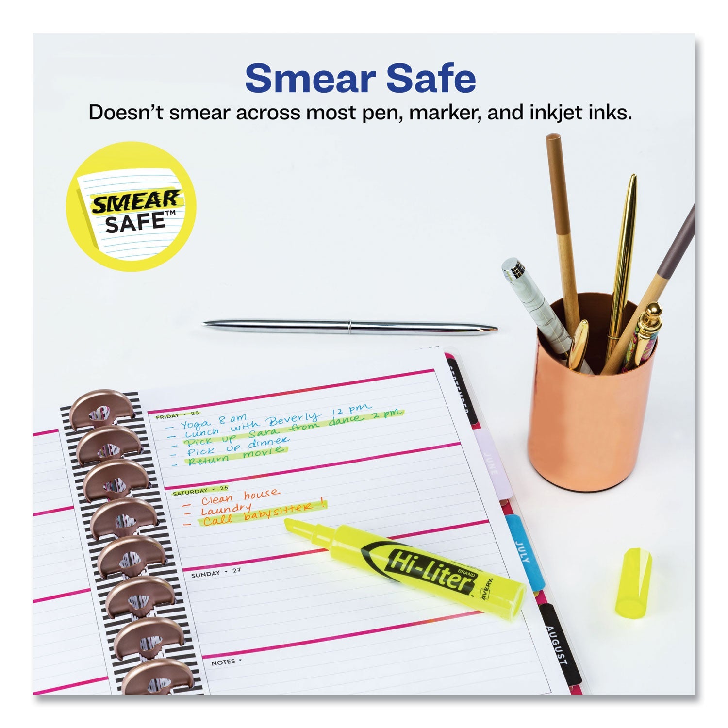 Avery® Hi-Liter Desk-Style Highlighters, Fluorescent Yellow Ink, Chisel Tip, Yellow/black Barrel, Dozen