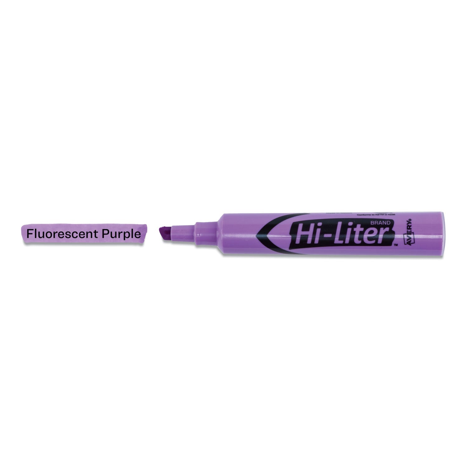 Avery® Hi-Liter Desk-Style Highlighters, Fluorescent Purple Ink, Chisel Tip, Purple/black Barrel, Dozen