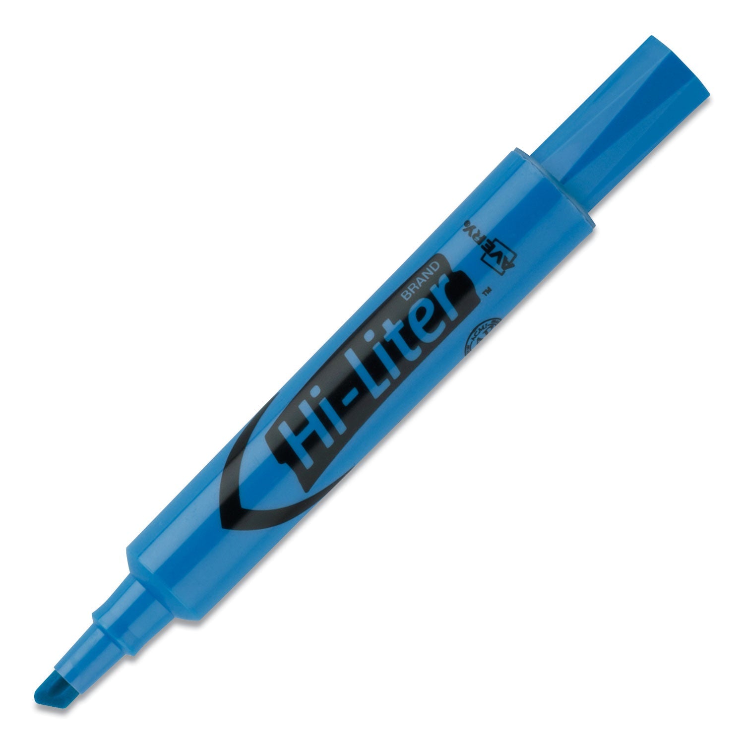 Avery® Hi-Liter Desk-Style Highlighters, Fluorescent Blue Ink, Chisel Tip, Blue/black Barrel, Dozen